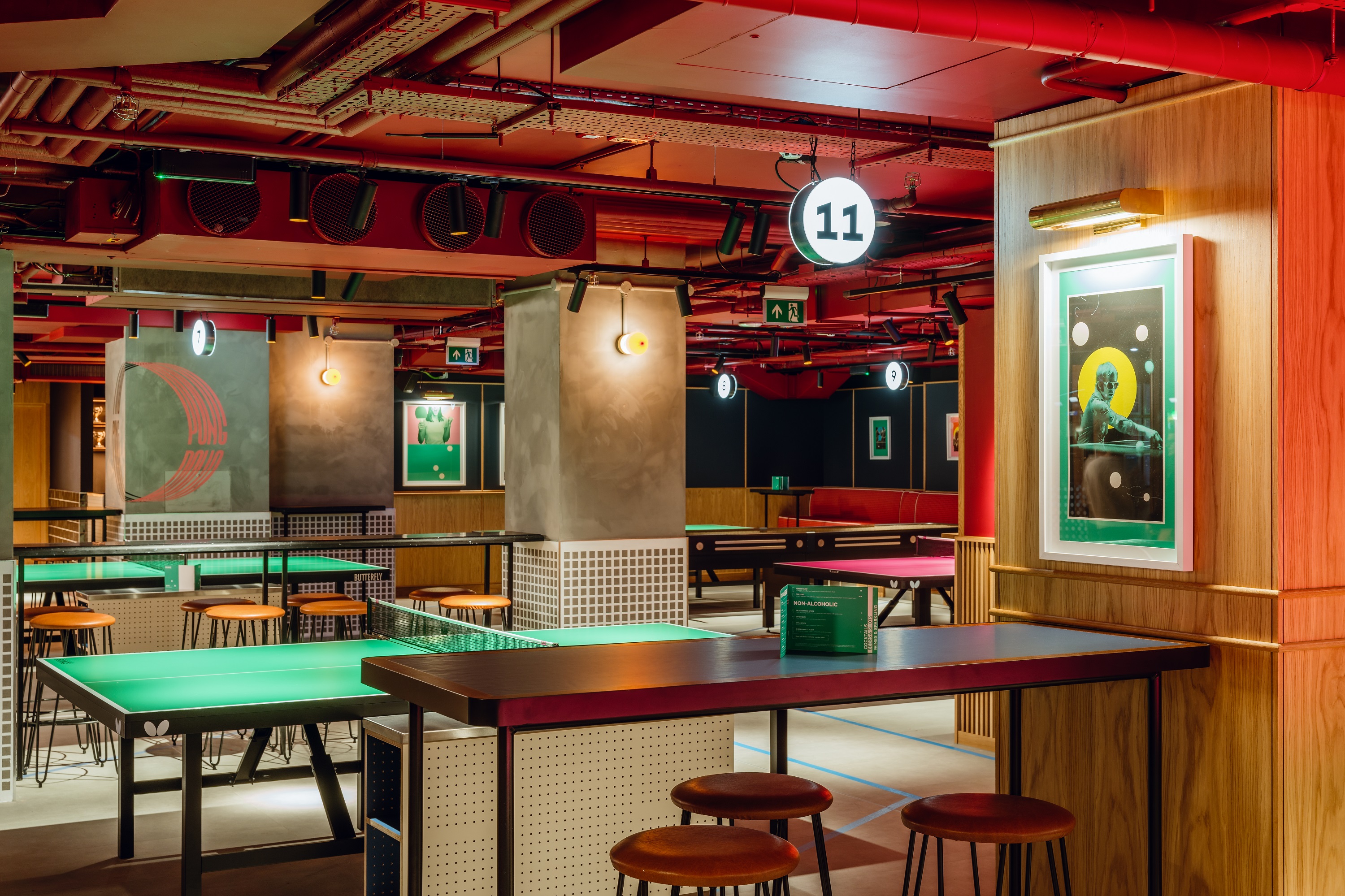 Vibrant event space at Bounce Battersea for networking and team-building activities.