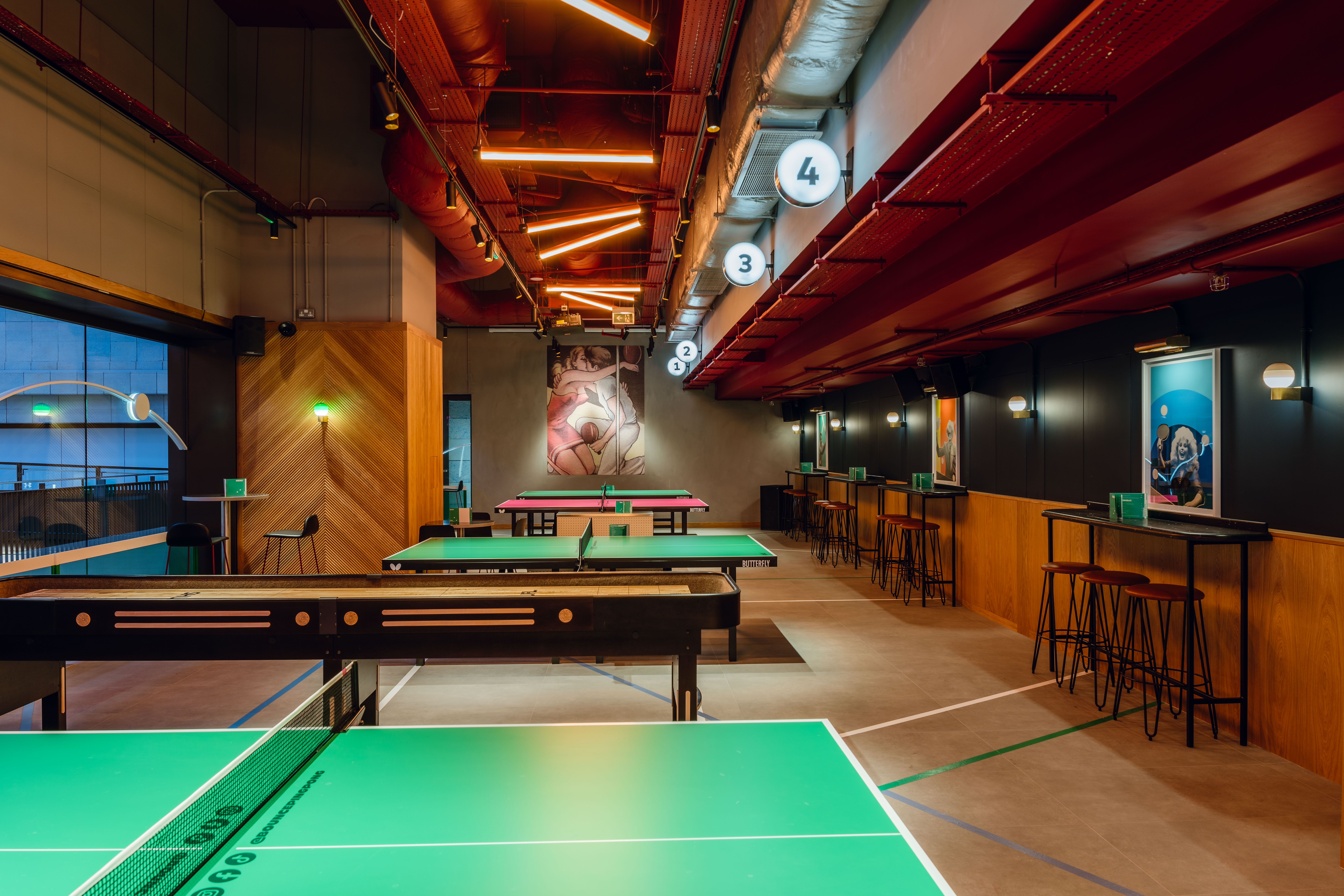 Exclusive venue hire at Bounce Battersea with ping pong tables for corporate events.