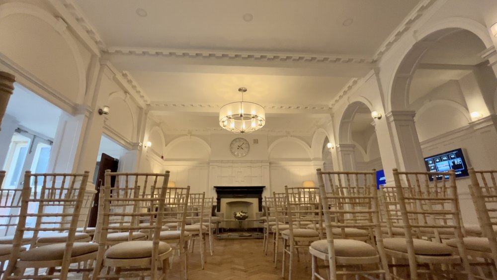 Elegant Tyne Room with chandelier, ideal for weddings and corporate events.