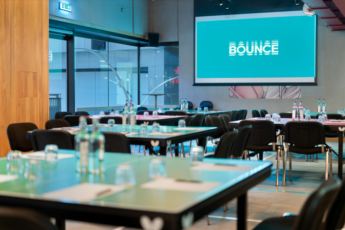 Modern conference space at Bounce Battersea, ideal for meetings and presentations.
