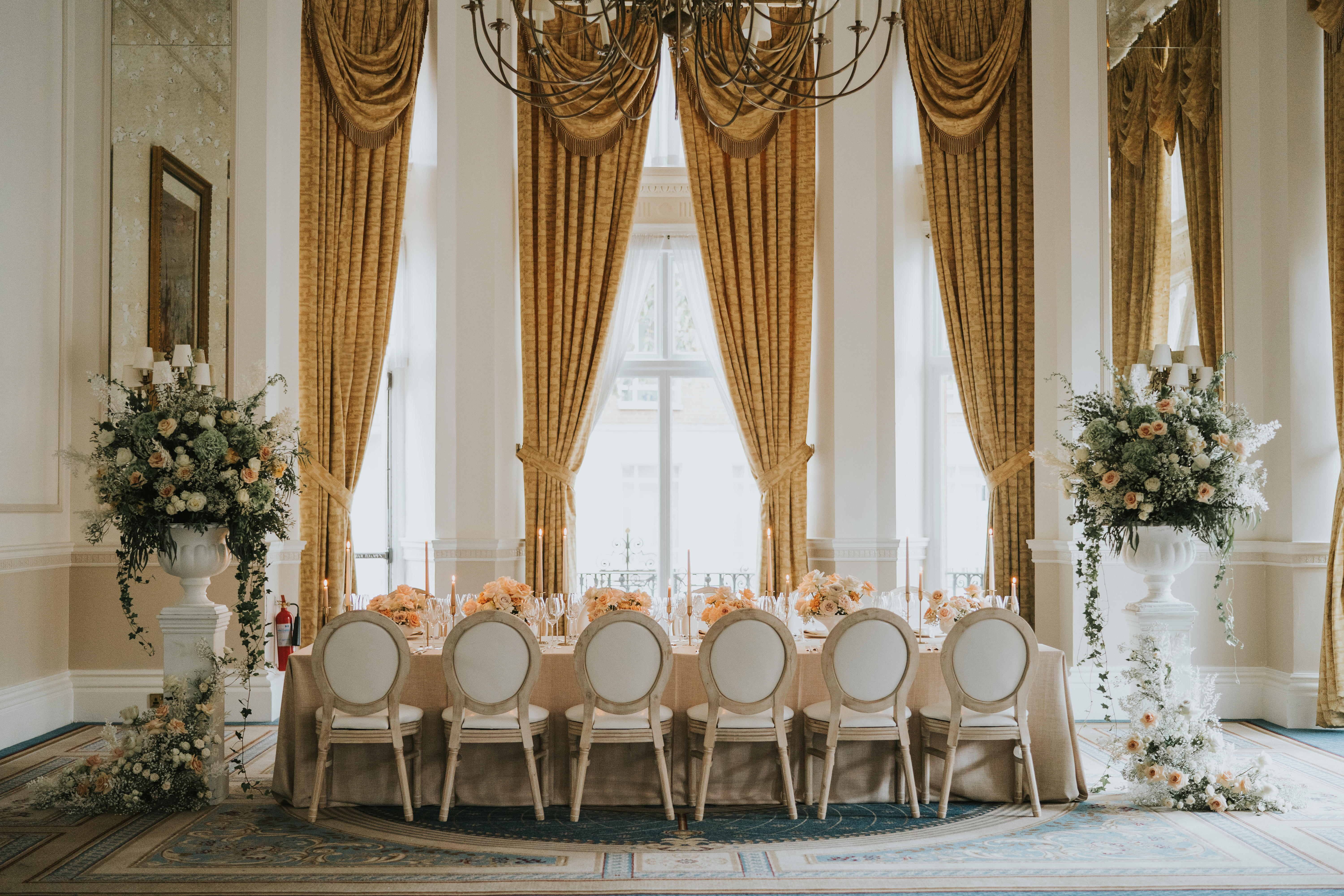 Elegant banquet table in Empire Room, The Landmark London for weddings and corporate events.