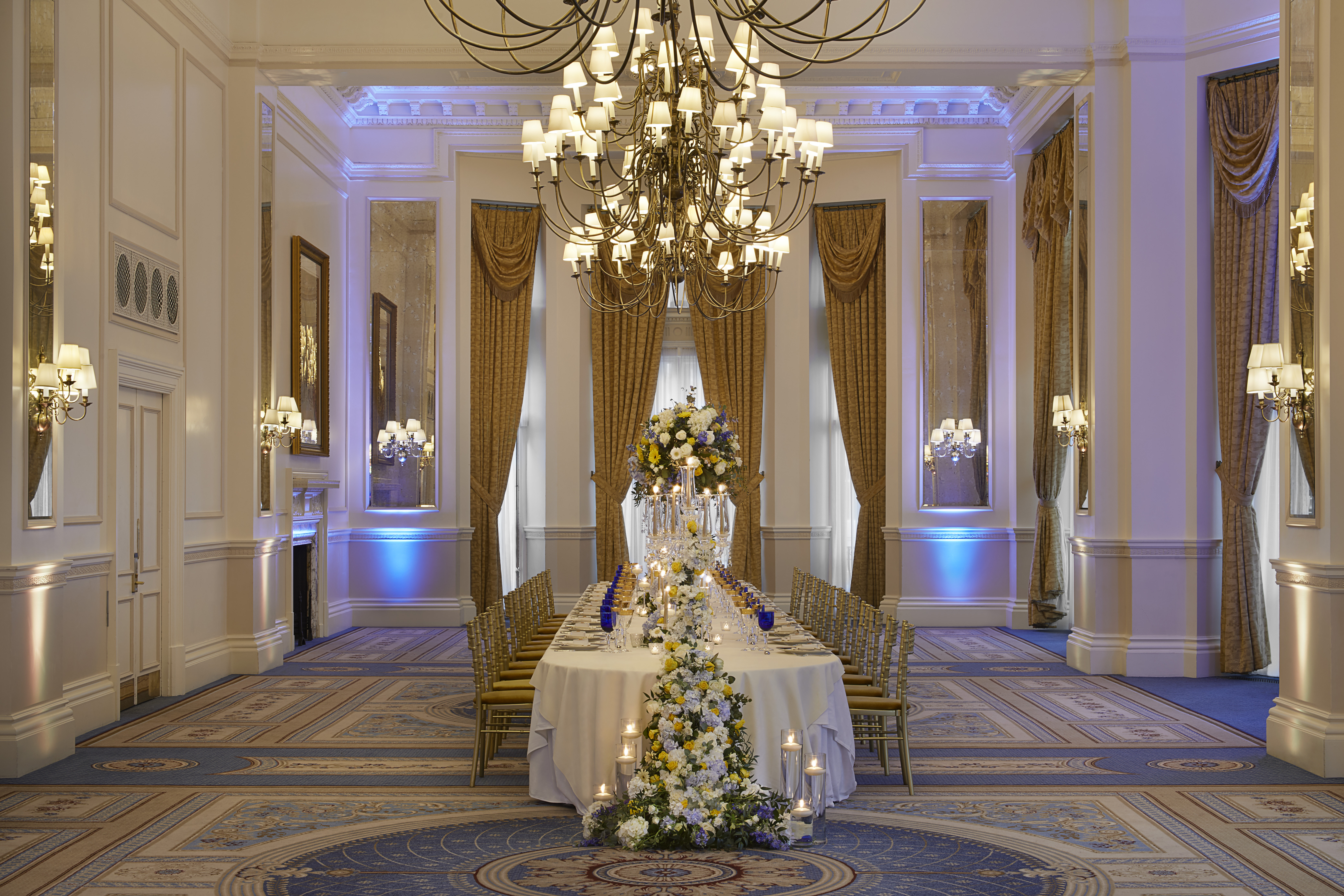 Elegant banquet room in The Landmark London, perfect for weddings and corporate events.