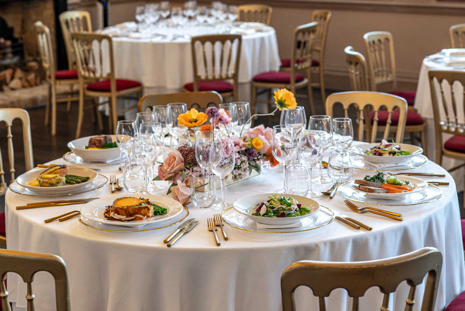 Elegant dining table setup in The Hardy Suite for formal events and galas.