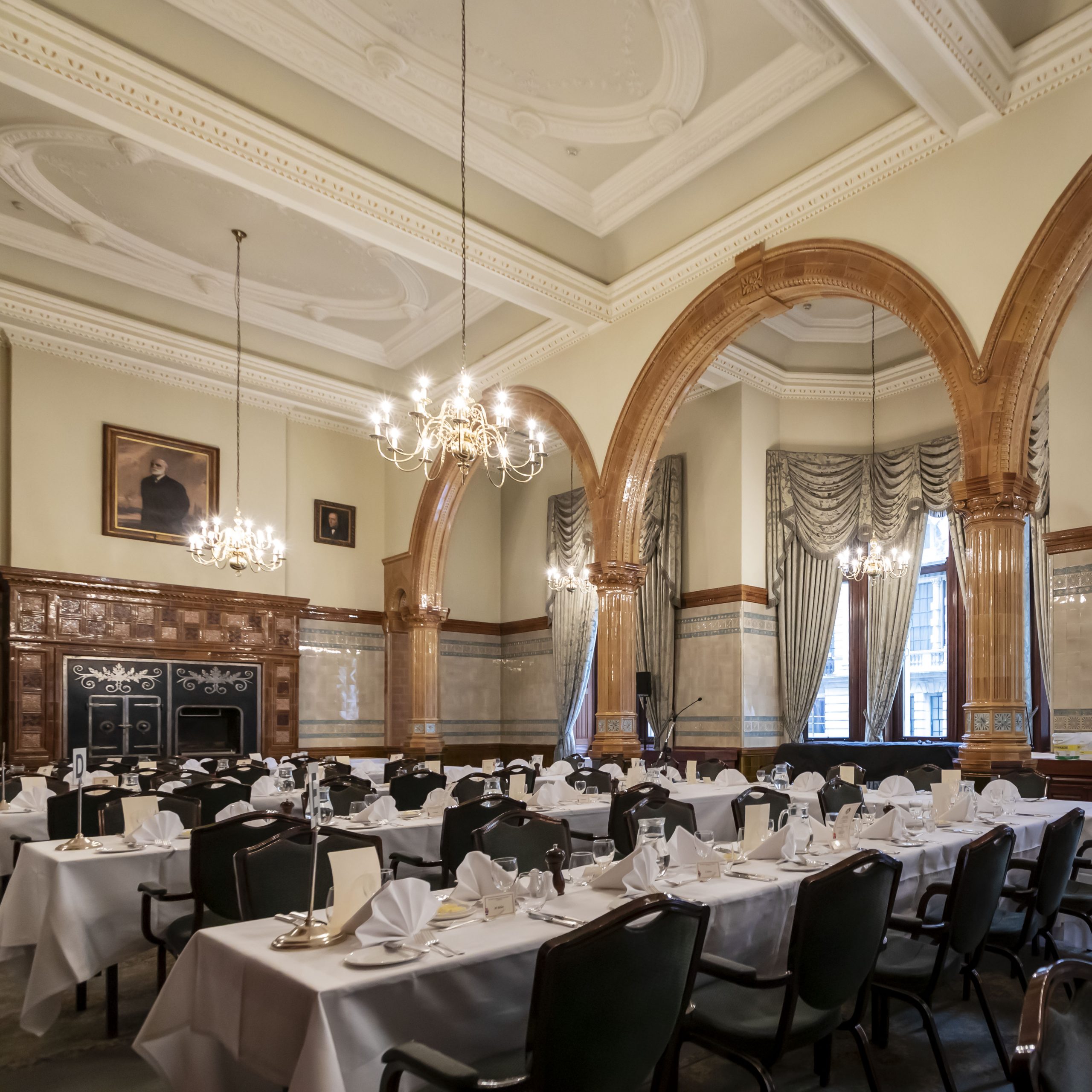David Lloyd George Room, elegant event space with chandeliers, ideal for corporate events.