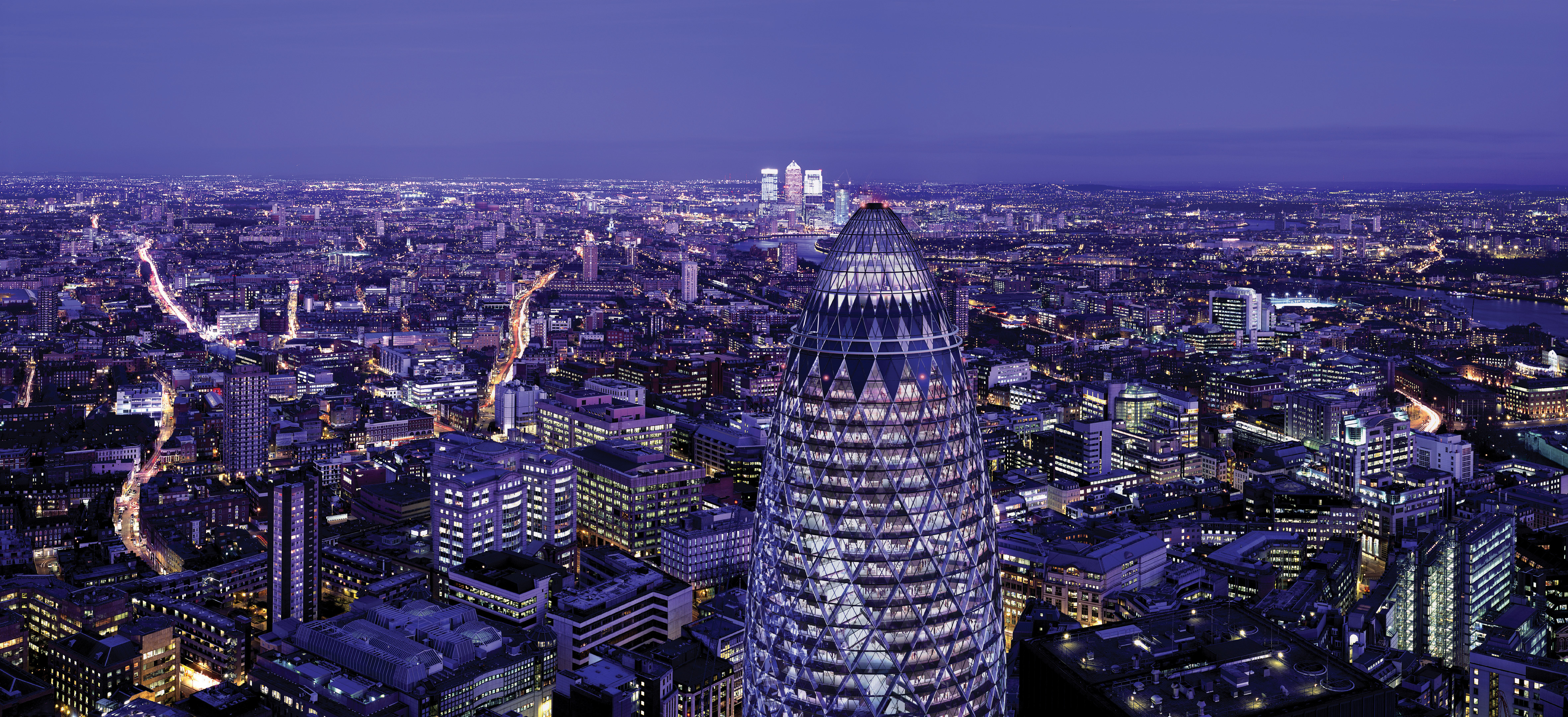 Aerial view of Searcys at the Gherkin for New Year's Eve gala dinner.