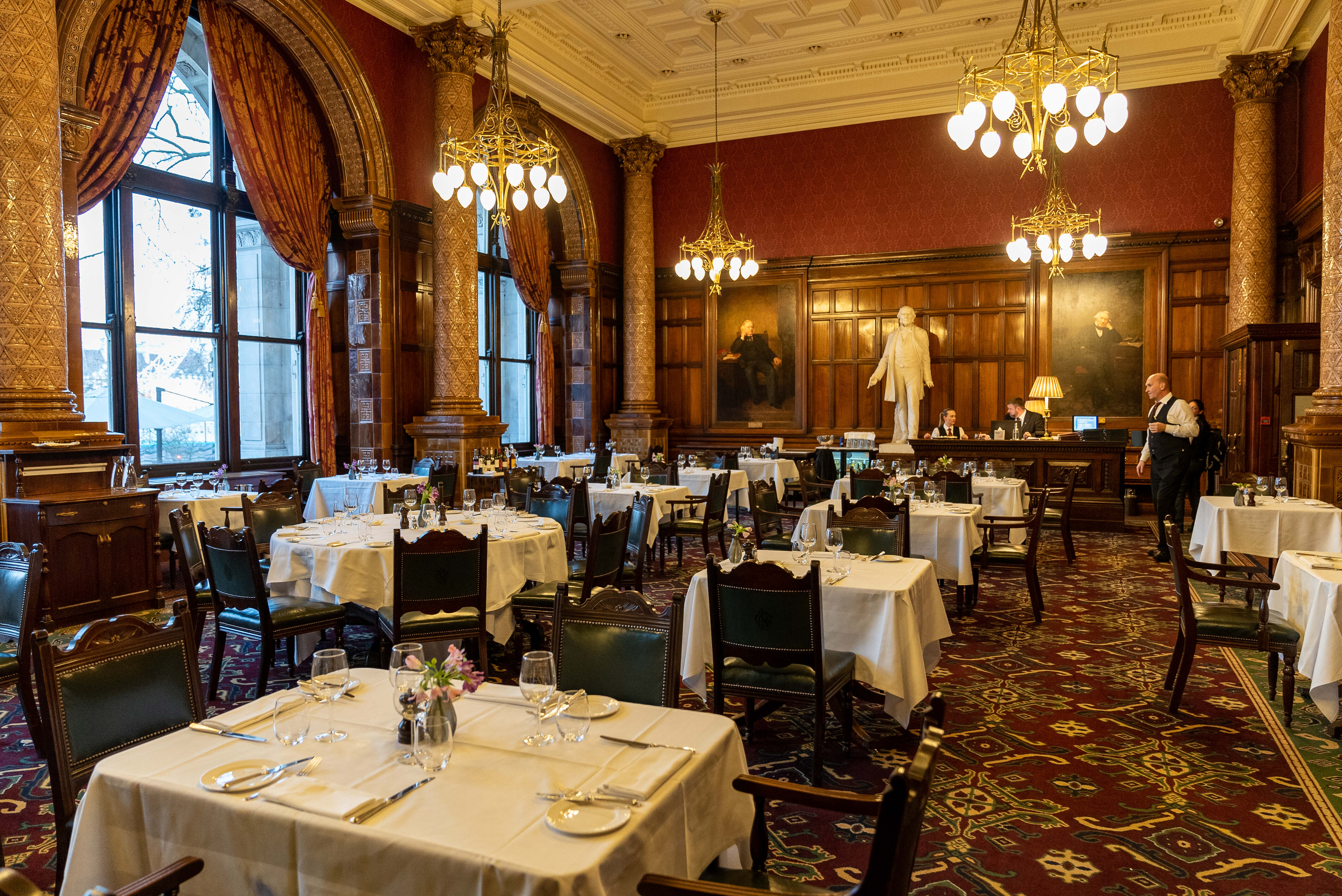 Elegant dining room at National Liberal Club, perfect for formal events and gala dinners.