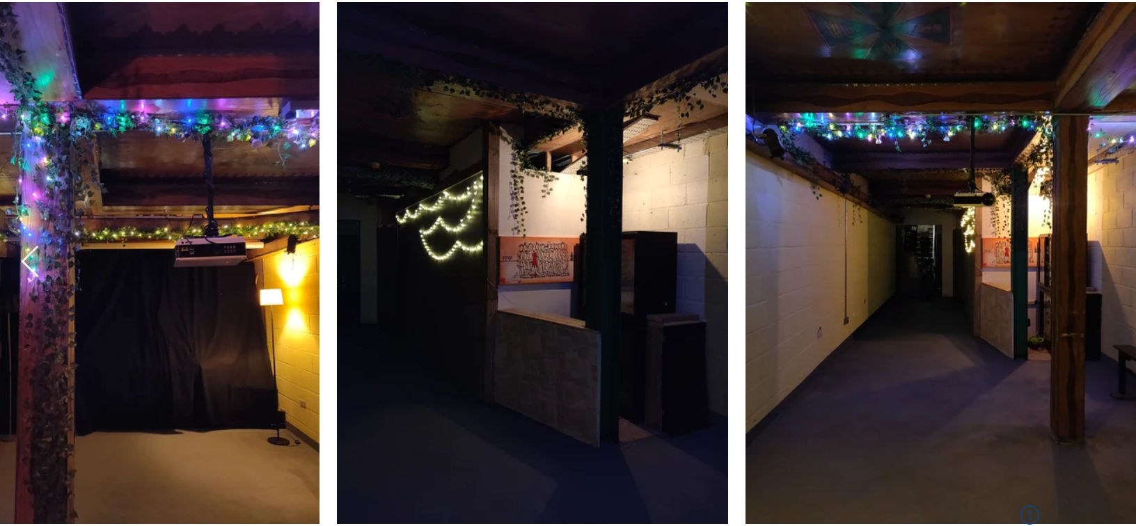 Hoxton Cabin Basement with soft lighting, ideal for networking events and gatherings.