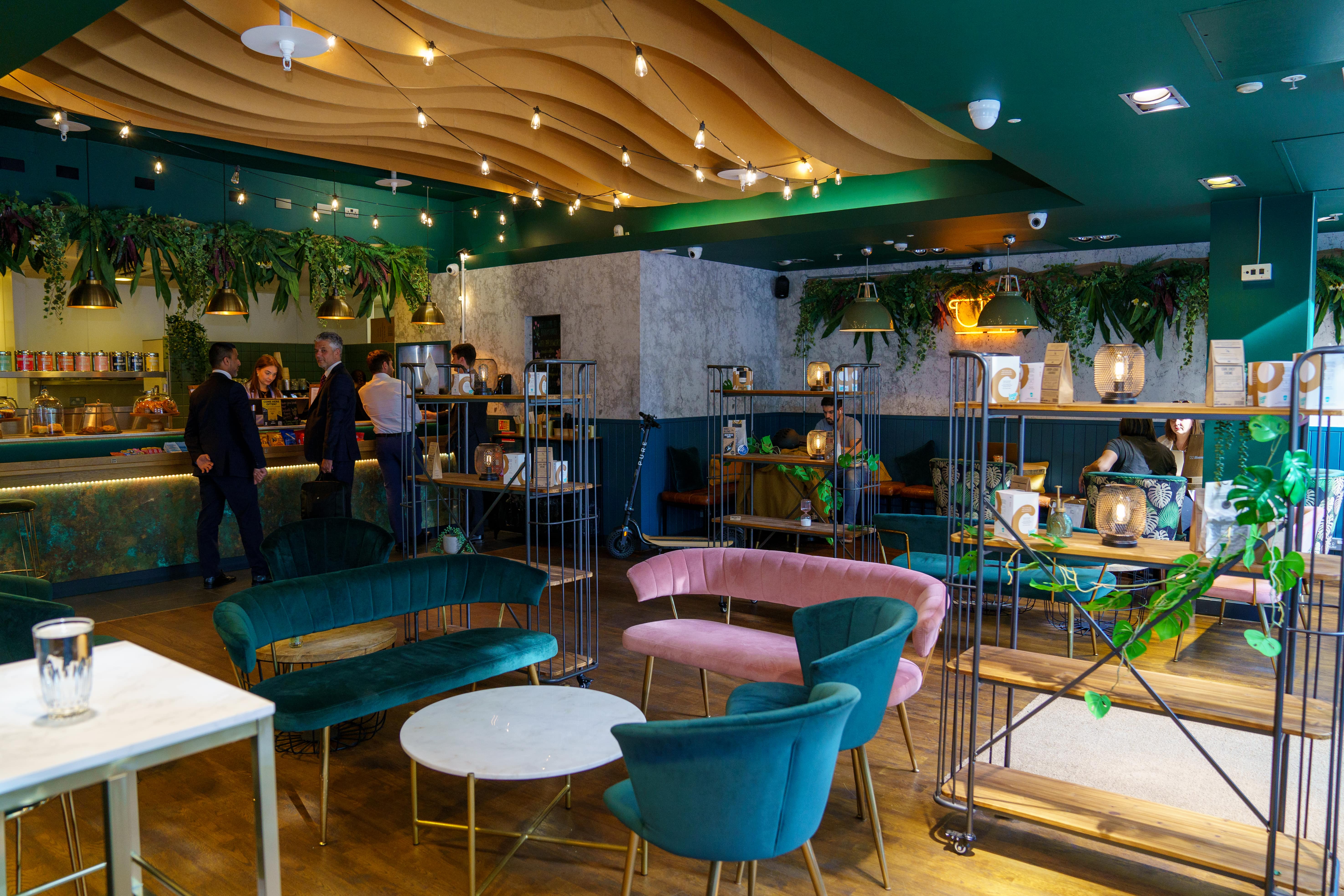 Stylish BloomsYard venue with lush greenery for modern meetings and events.