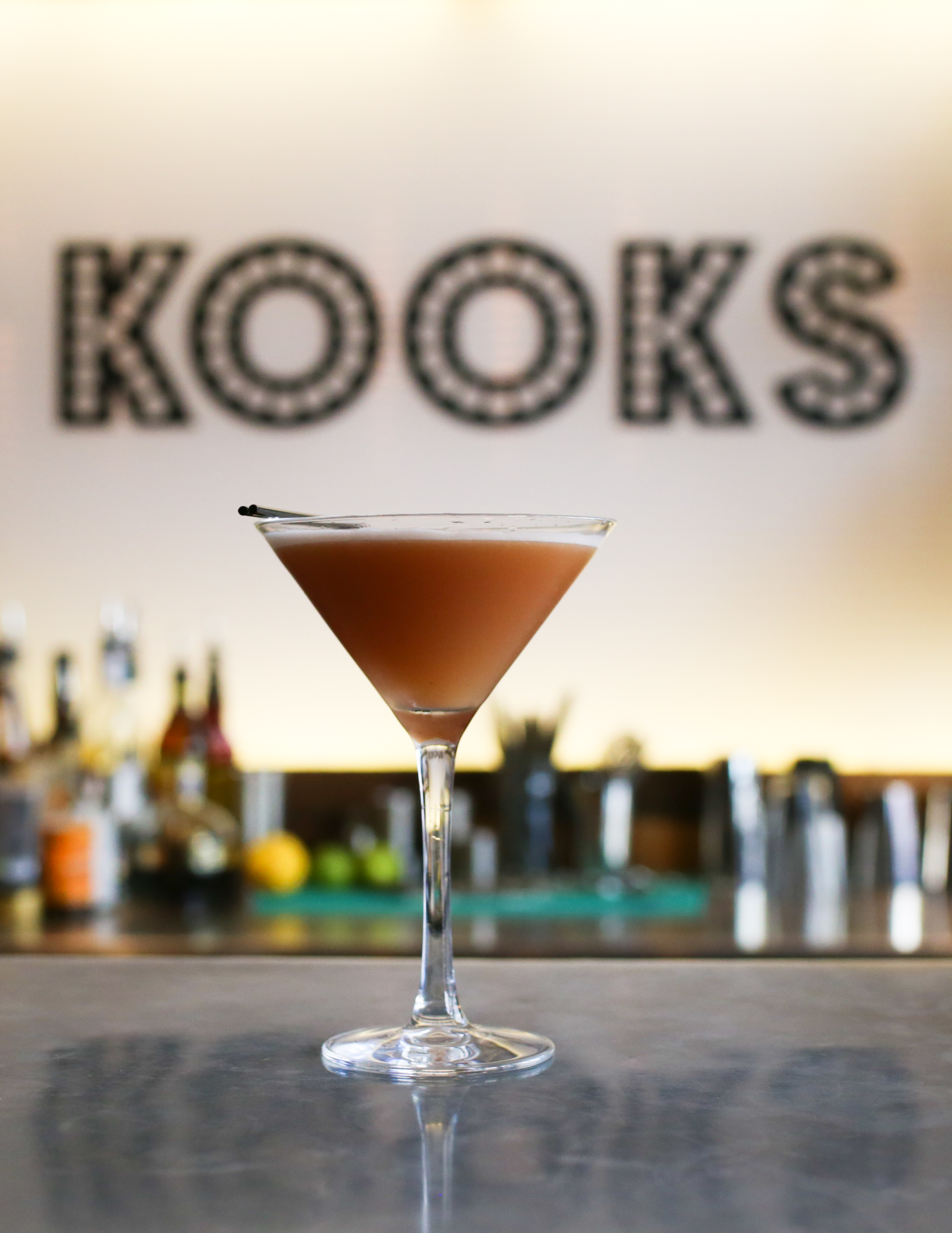 Stylish cocktail at Kooks Restaurant, perfect for networking events and celebrations.
