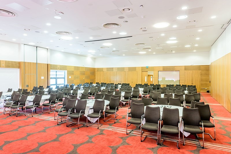 Outdoor terrace at John McIntyre Conference Centre, ideal for conferences and workshops.
