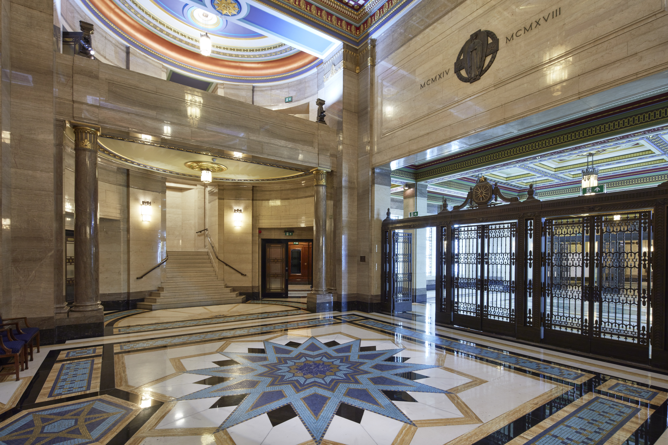Elegant London venue lobby, marble, event space