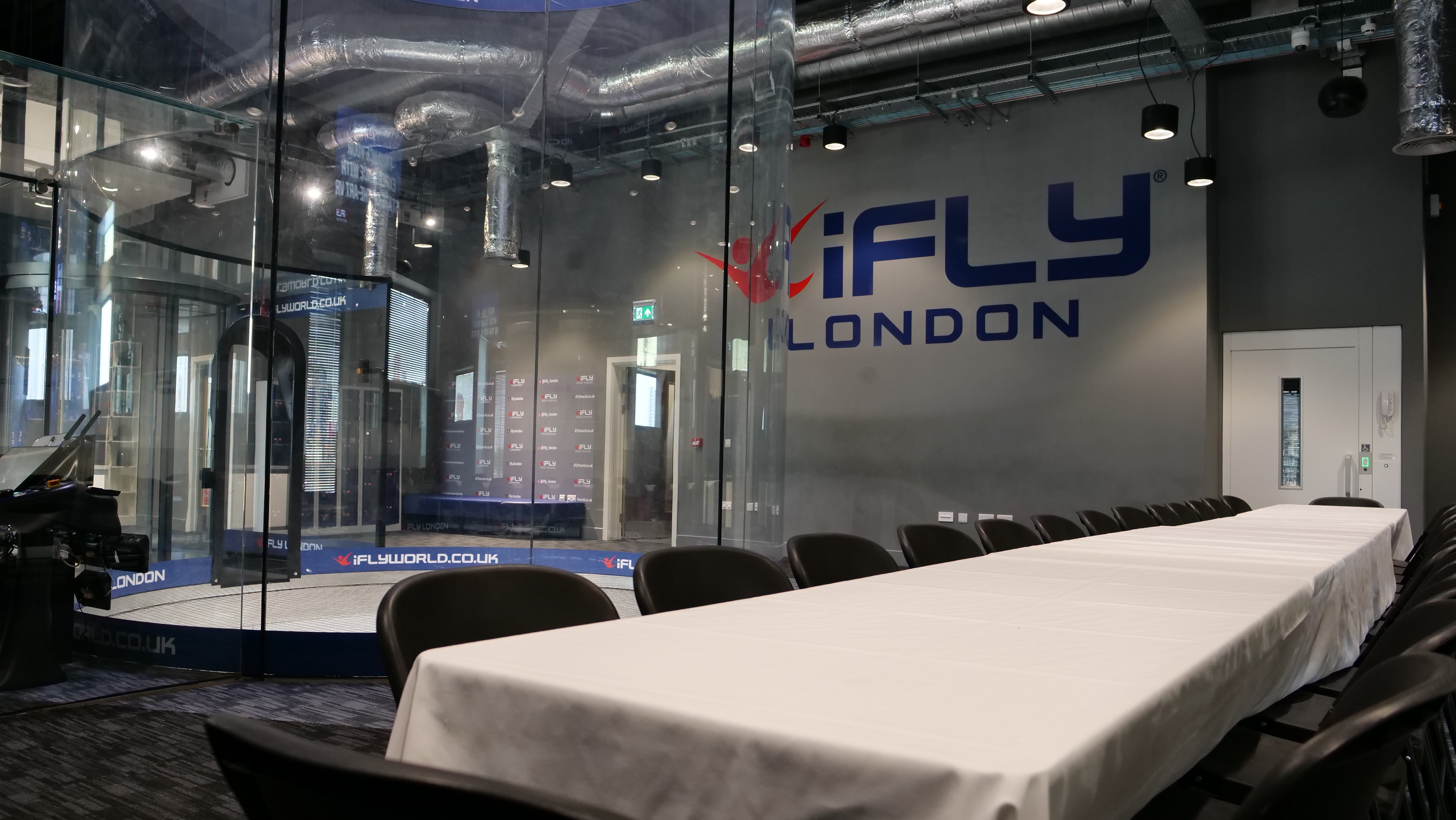 iFLY Indoor Skydiving meeting space with sleek design, ideal for corporate events and team-building.
