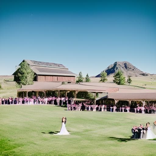 Outdoor wedding venue with rustic barn and expansive lawn at Raz Hideaway.
