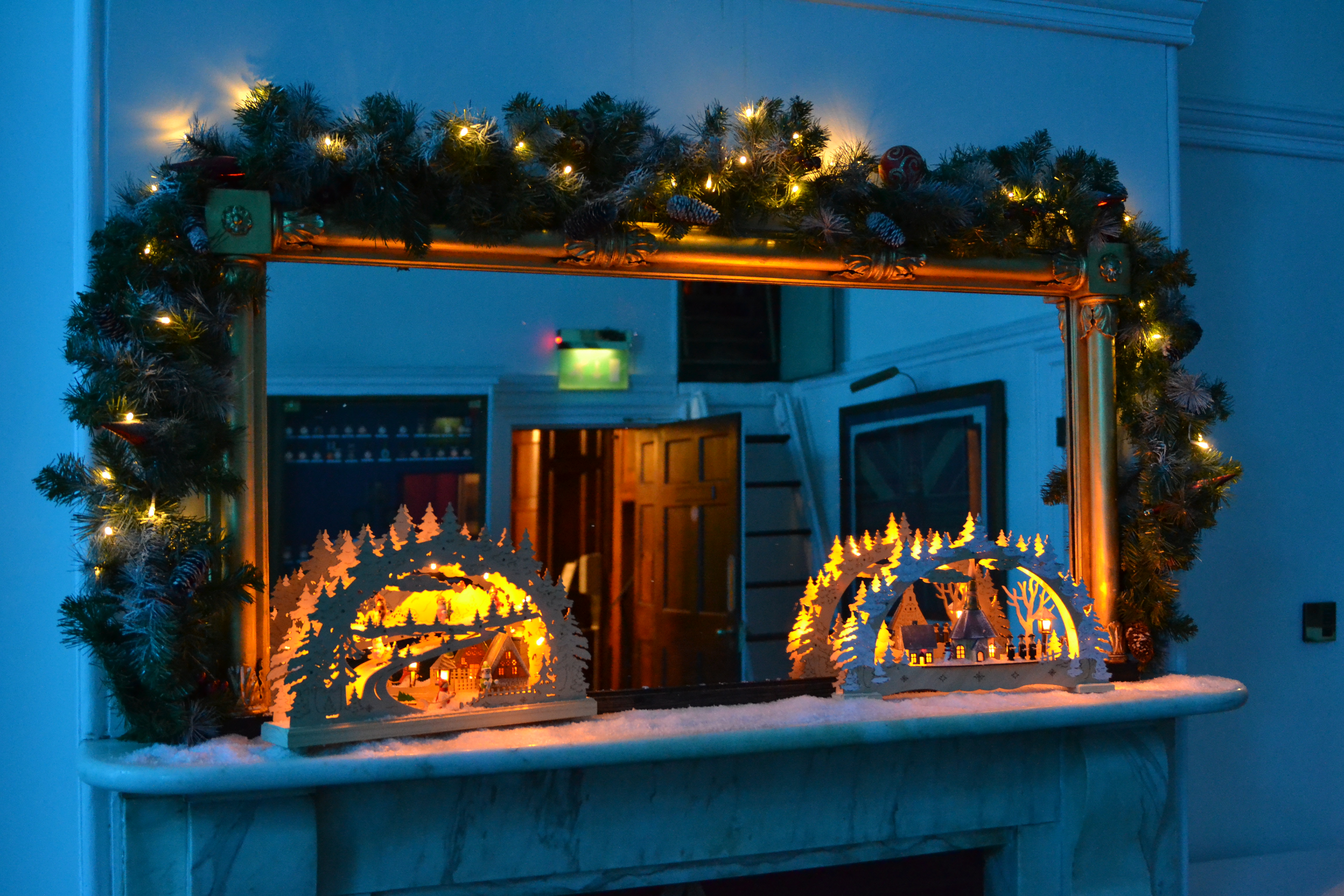 Medal Room at HAC with festive mantelpiece, ideal for winter corporate events.