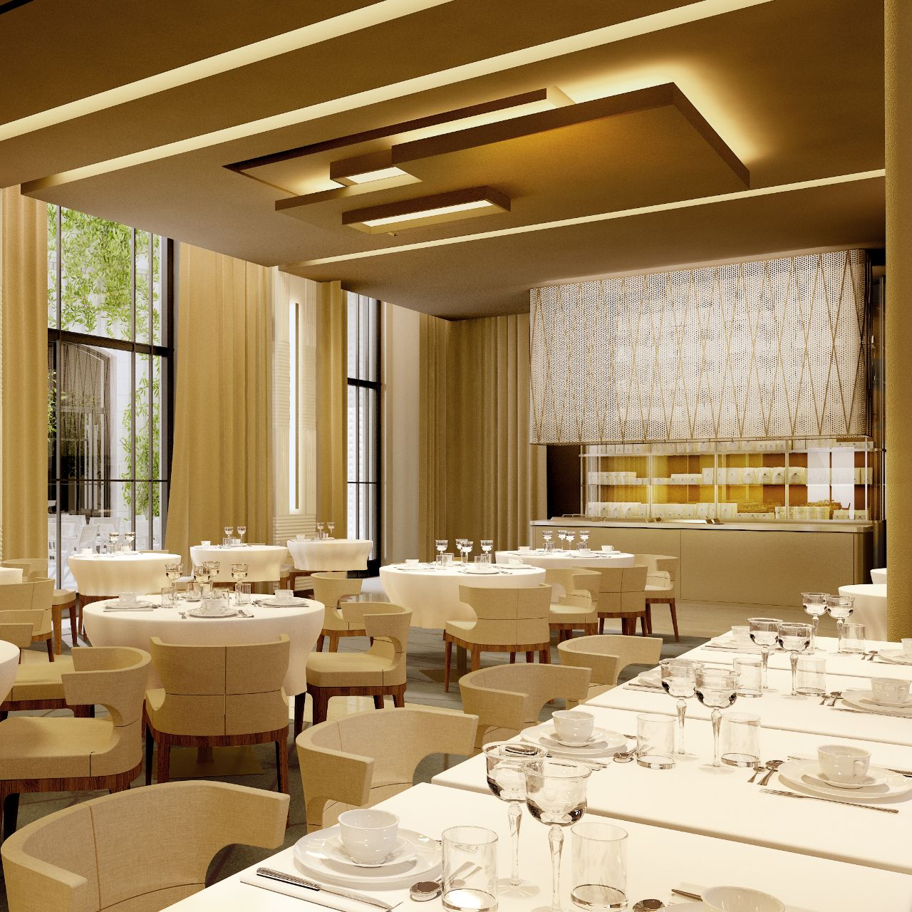 L'Orangerie dining space in Paris, elegant decor for upscale events and meetings.