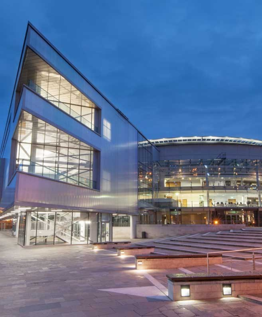 Duke of York at ICC Belfast, modern venue with glass facades for conferences and meetings.