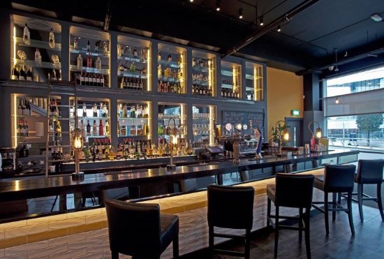 Modern bar at Tedfords Kitchen, ICC Belfast for networking events and meetings.