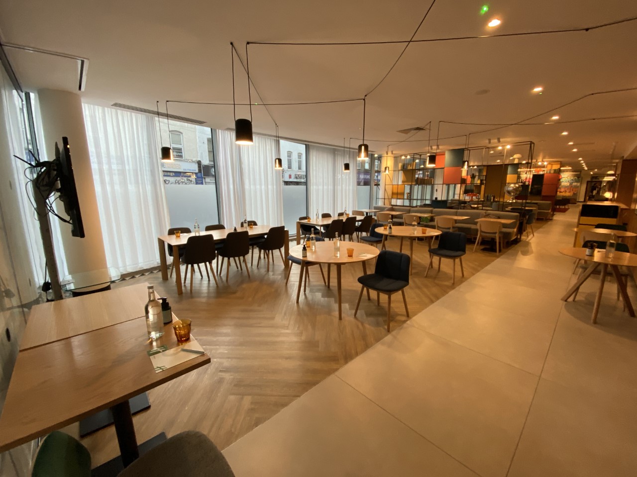 Modern dining space at Cavell St Kitchen, ideal for events and meetings in London.