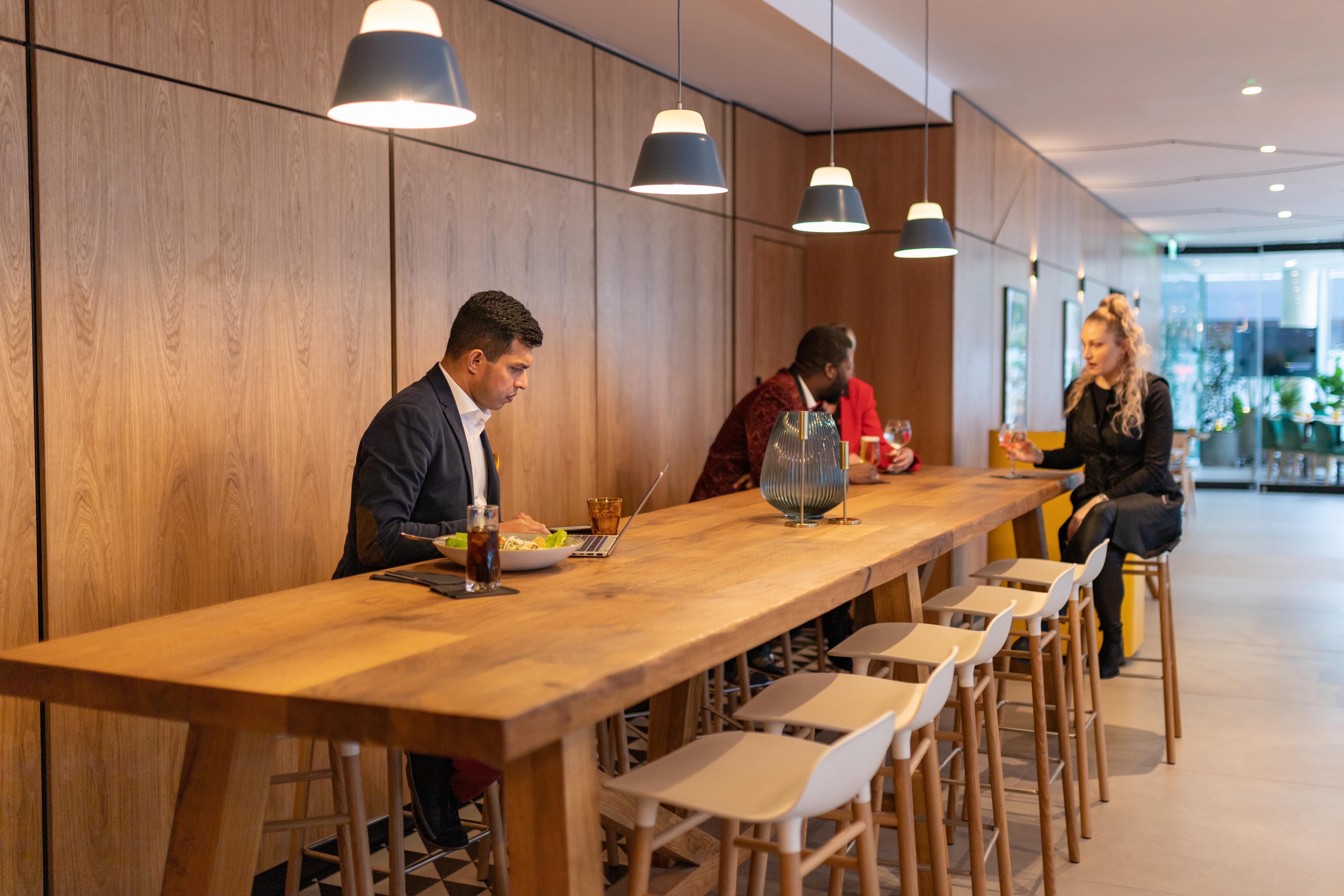 Modern meeting space at Cavell St Kitchen, ideal for networking events and casual discussions.