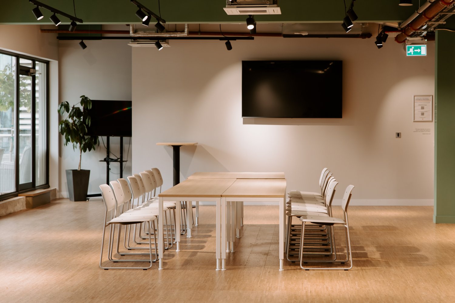 Versatile meeting space at Event Hub, ideal for workshops and presentations.