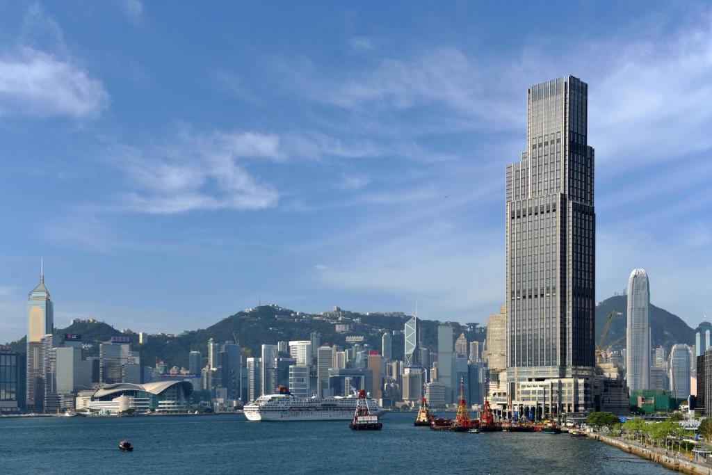 Grand Ballroom at Rosewood Hong Kong with skyline view, ideal for corporate events.