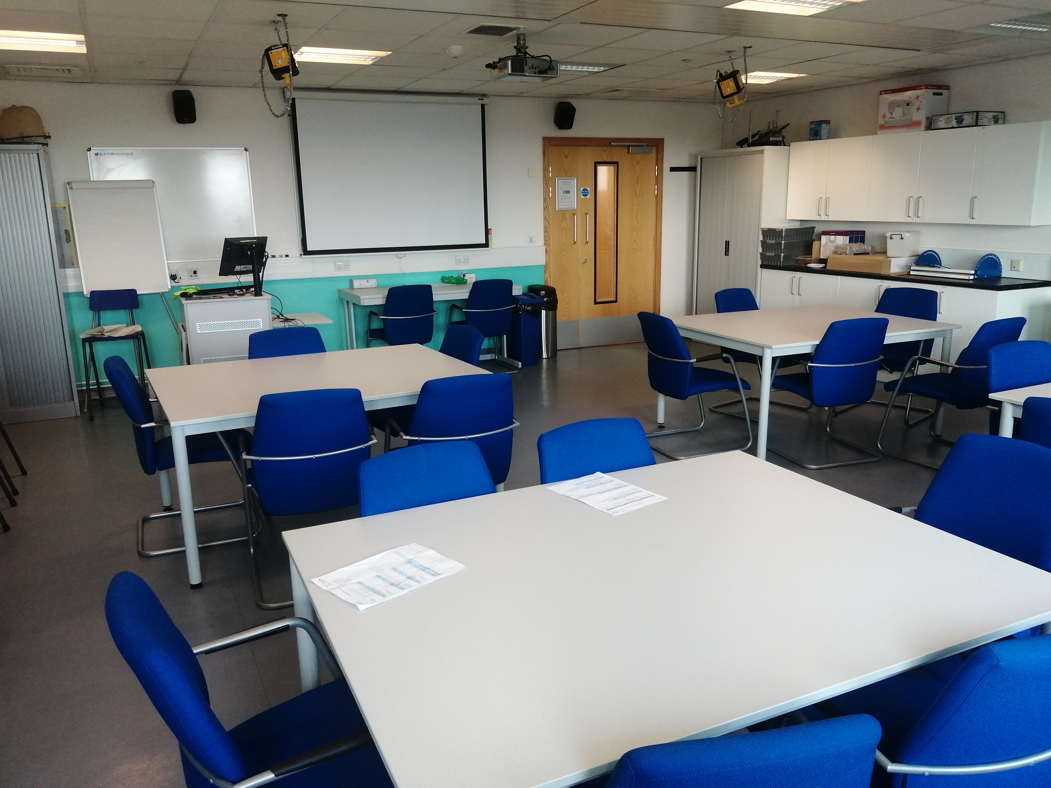 Teaching room at National STEM Learning Centre, ideal for workshops and training sessions.