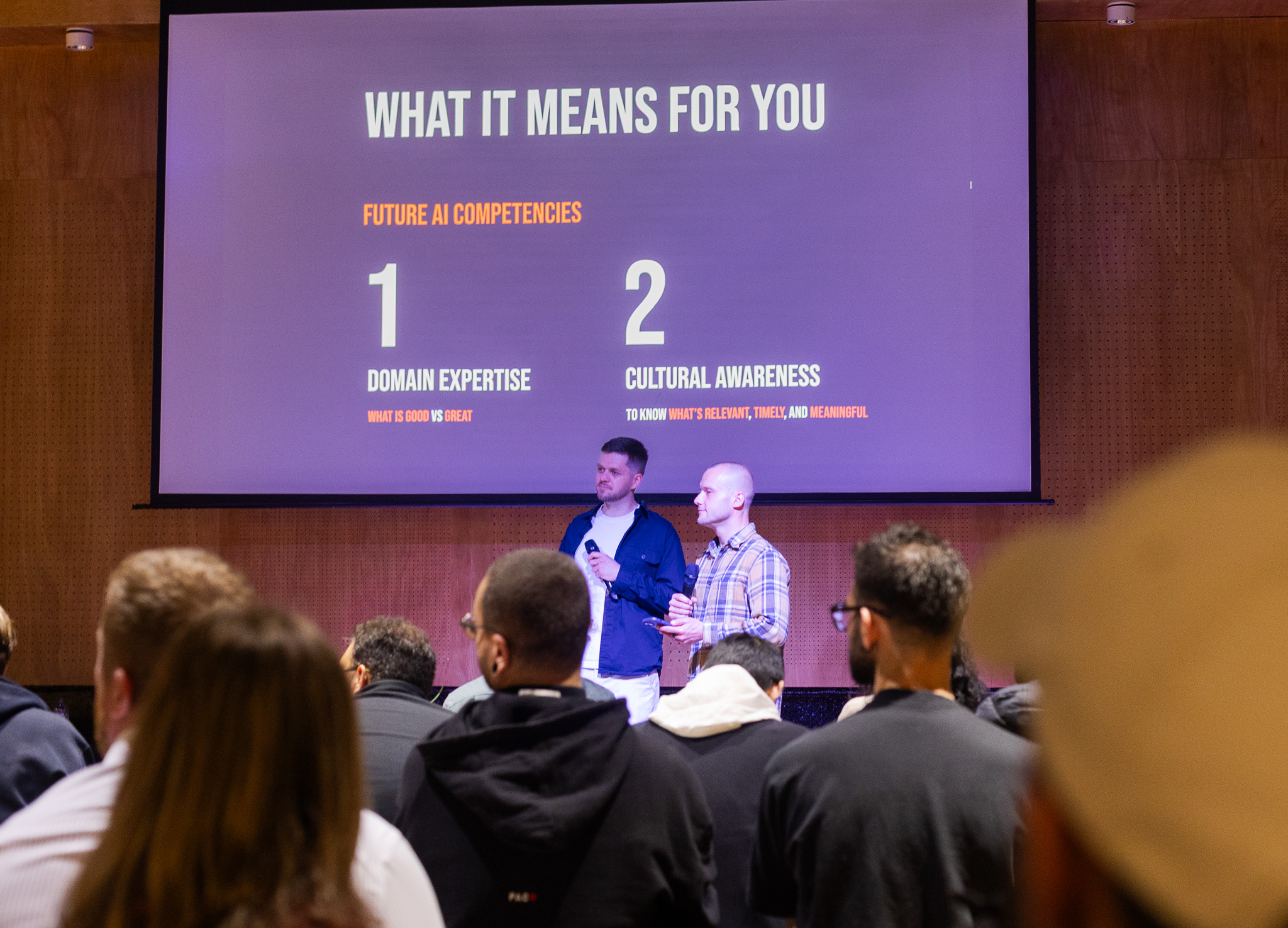 Event presentation at 90 Hideout, Hackney Wick, on future competencies and professional skills.