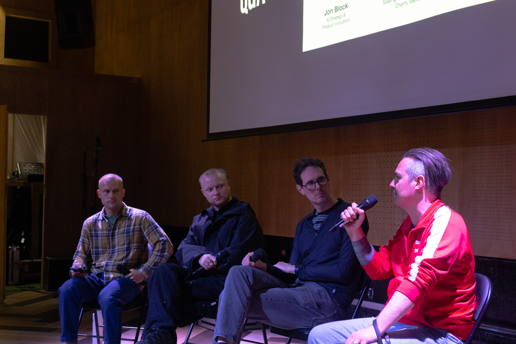 Panel discussion at 90 Hideout, Hackney Wick, featuring engaging speakers and networking.