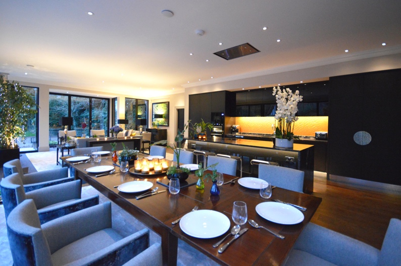 Elegant dining space in Riversdale Lodge for corporate dinners and intimate gatherings.
