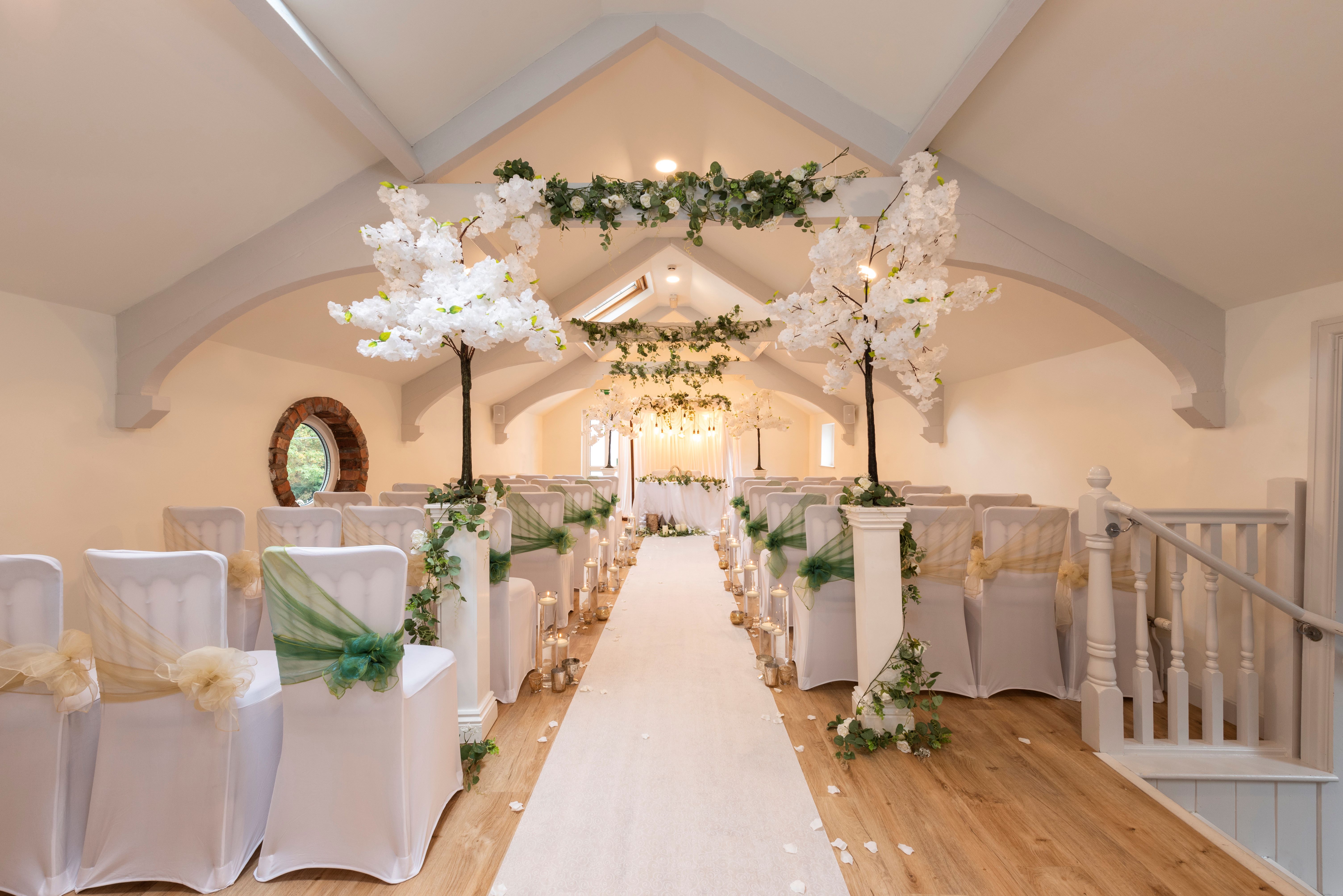 Elegant Bluebell Suite event space with floral decor, perfect for weddings and receptions.