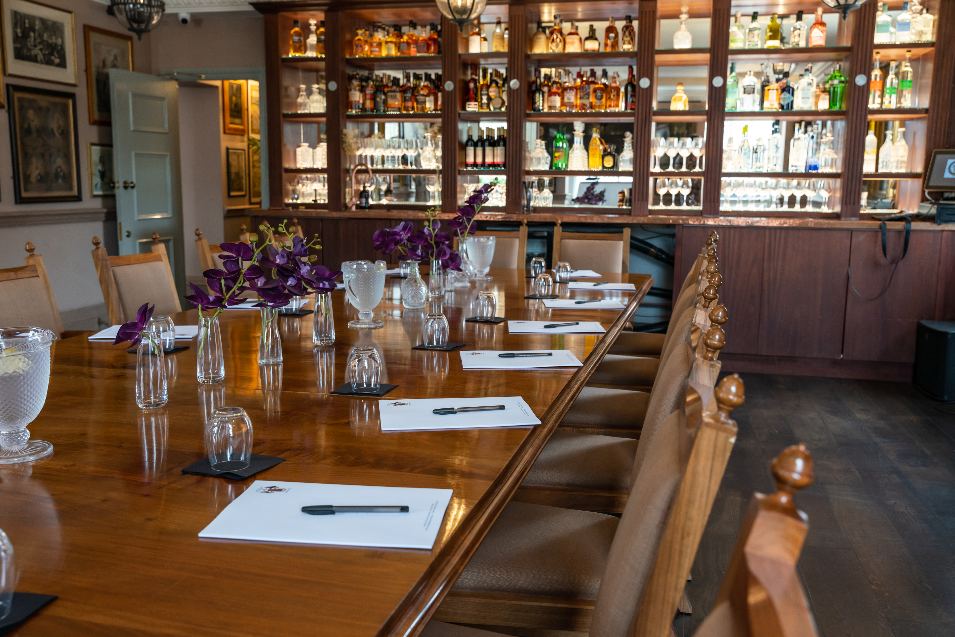 Pickle Room at Trafalgar Tavern: elegant meeting space with long table, ideal for events.