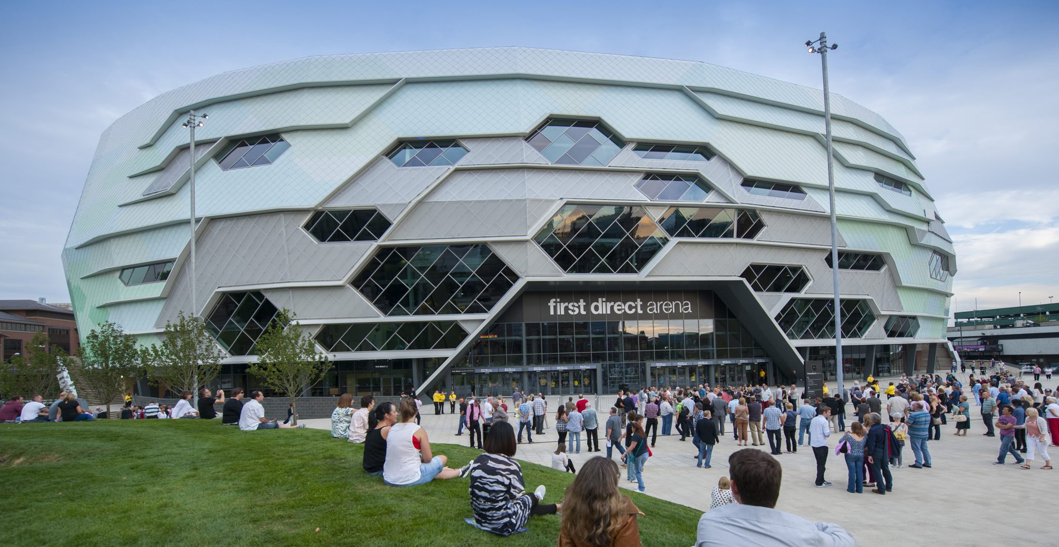First Direct Arena Leeds: modern venue for concerts and events with unique architecture.