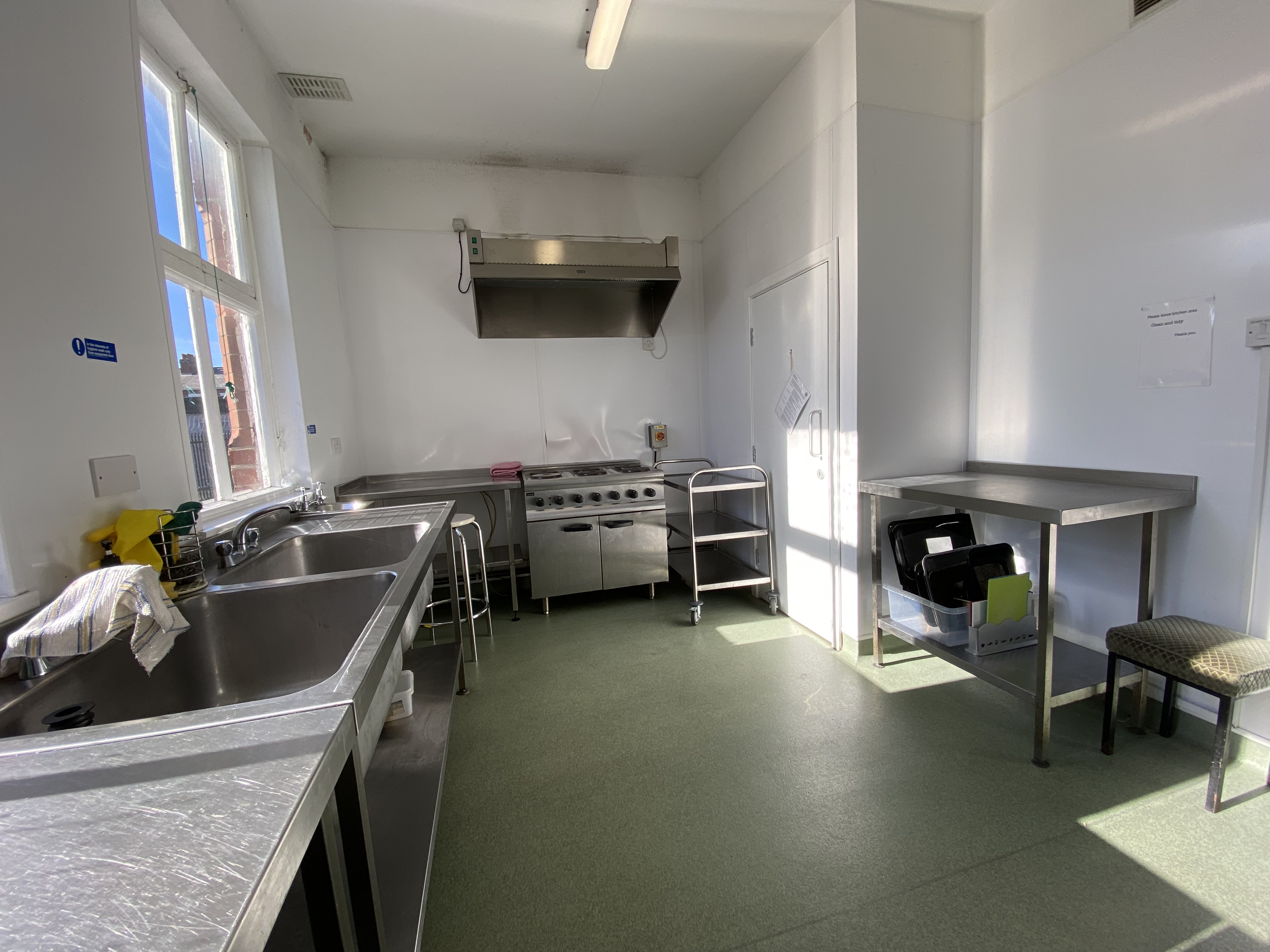 Main function room kitchen at St Alphonsus Parish Centre, ideal for catering events.