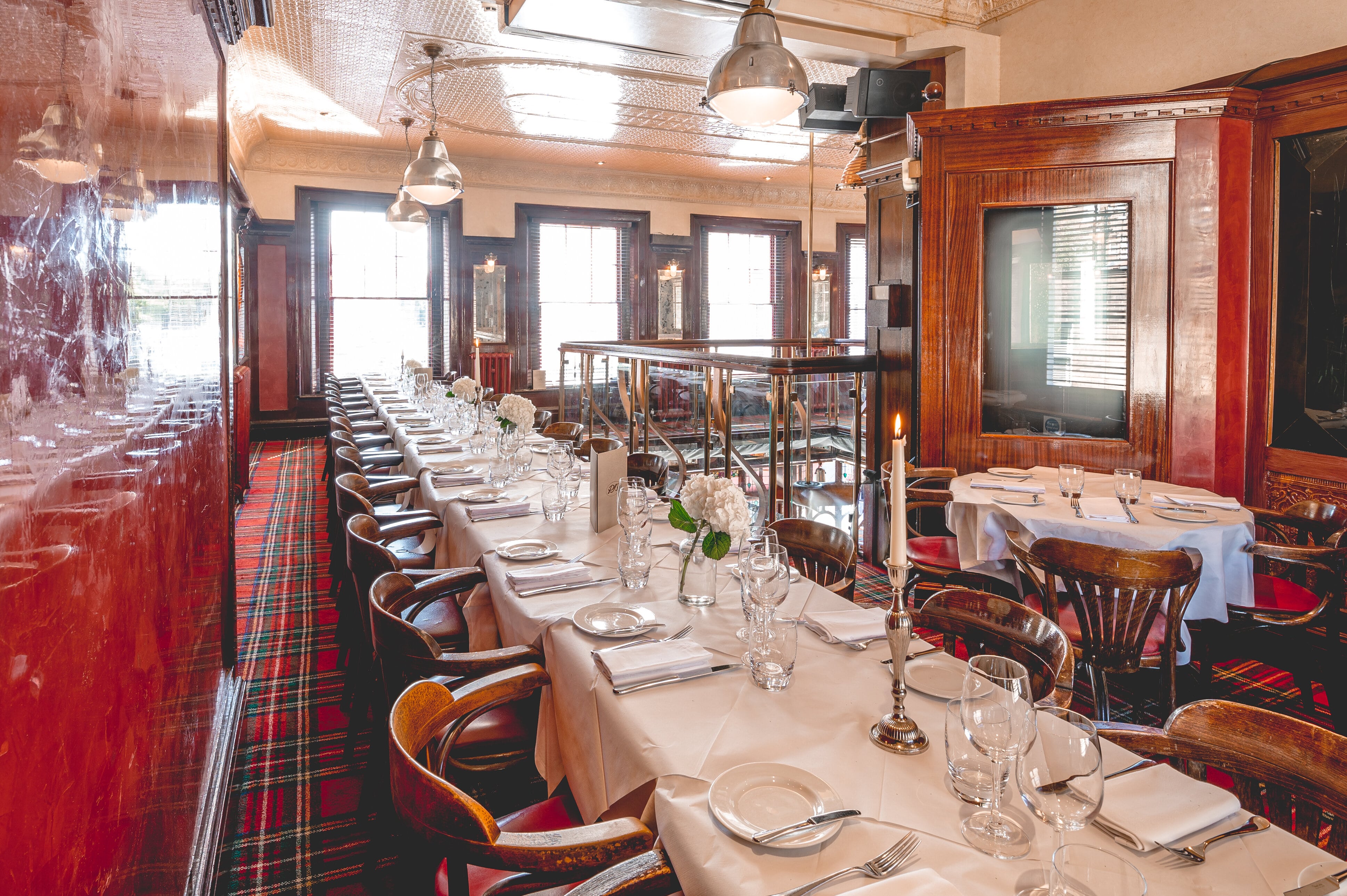 Elegant dining room at PJ's Chelsea Brasserie, perfect for corporate dinners and gatherings.