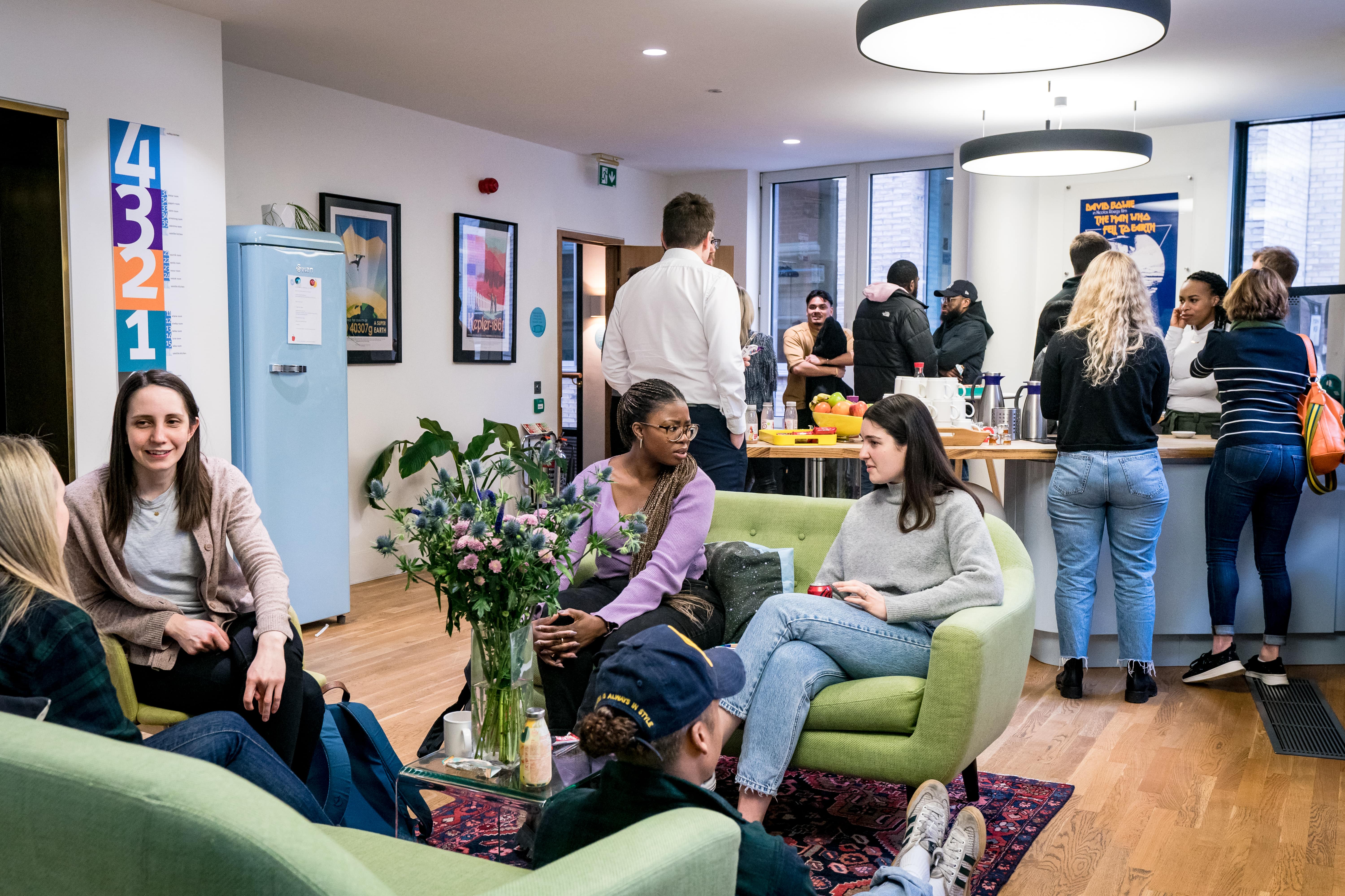 Vibrant networking space at Away Days, ideal for informal meetings and events.