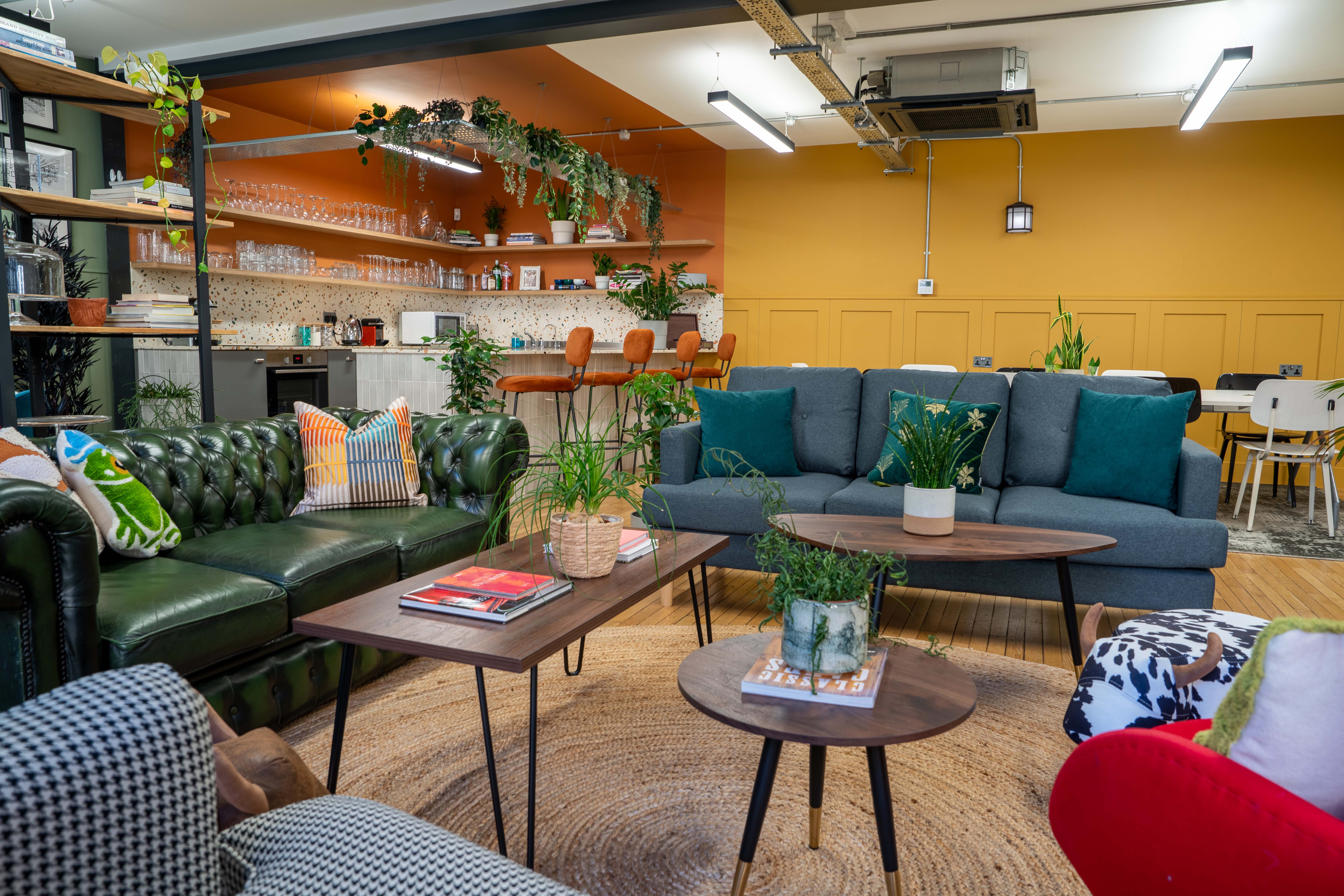 Stylish lounge area with vibrant decor for networking events at The Lantern by Tonik.