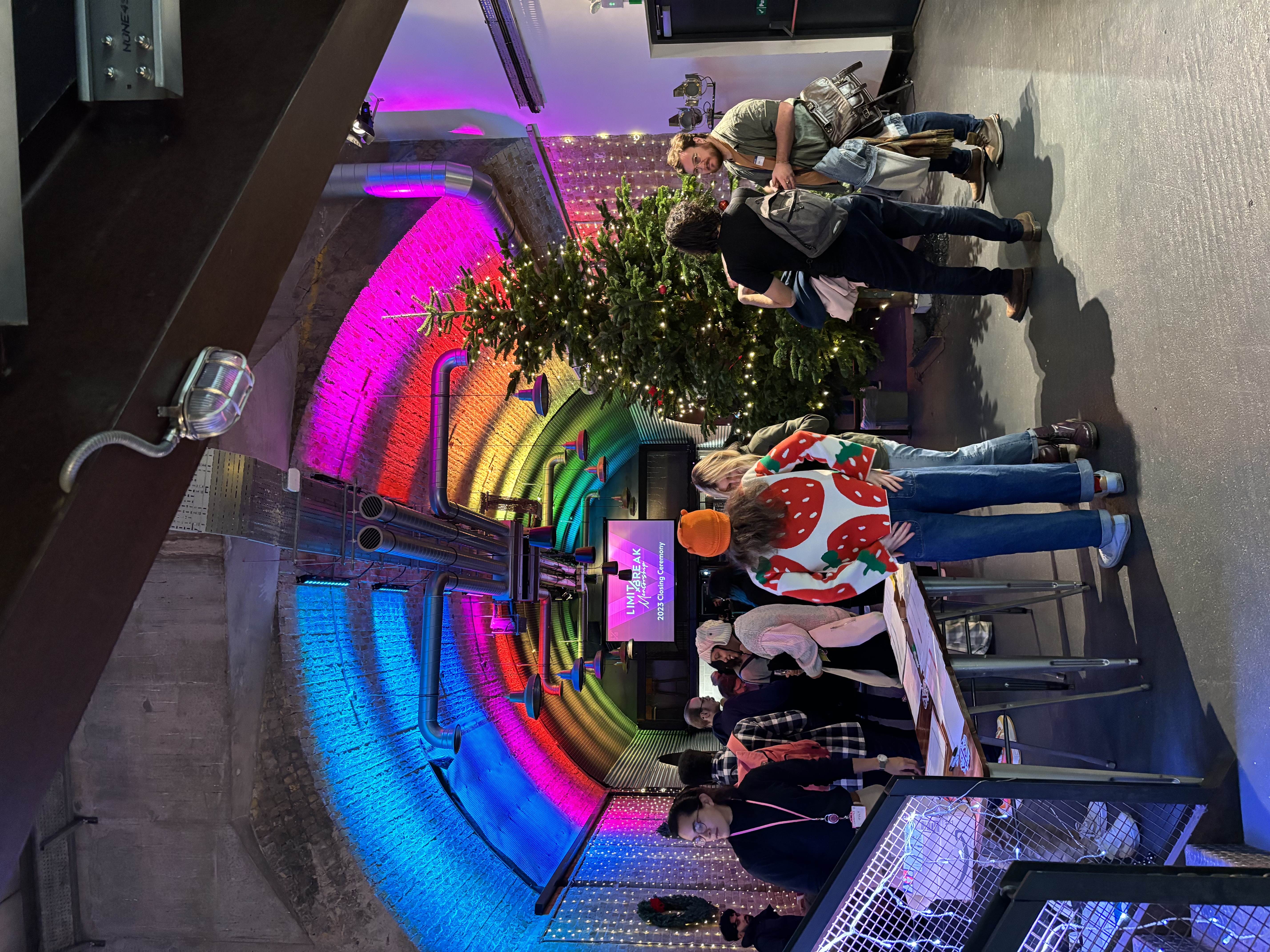 Festive holiday event at The Old Arch, Southbank Waterloo with colorful decor.