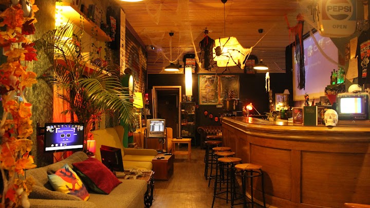 Vibrant Zombie Games Cafe with cozy seating for social events and networking.