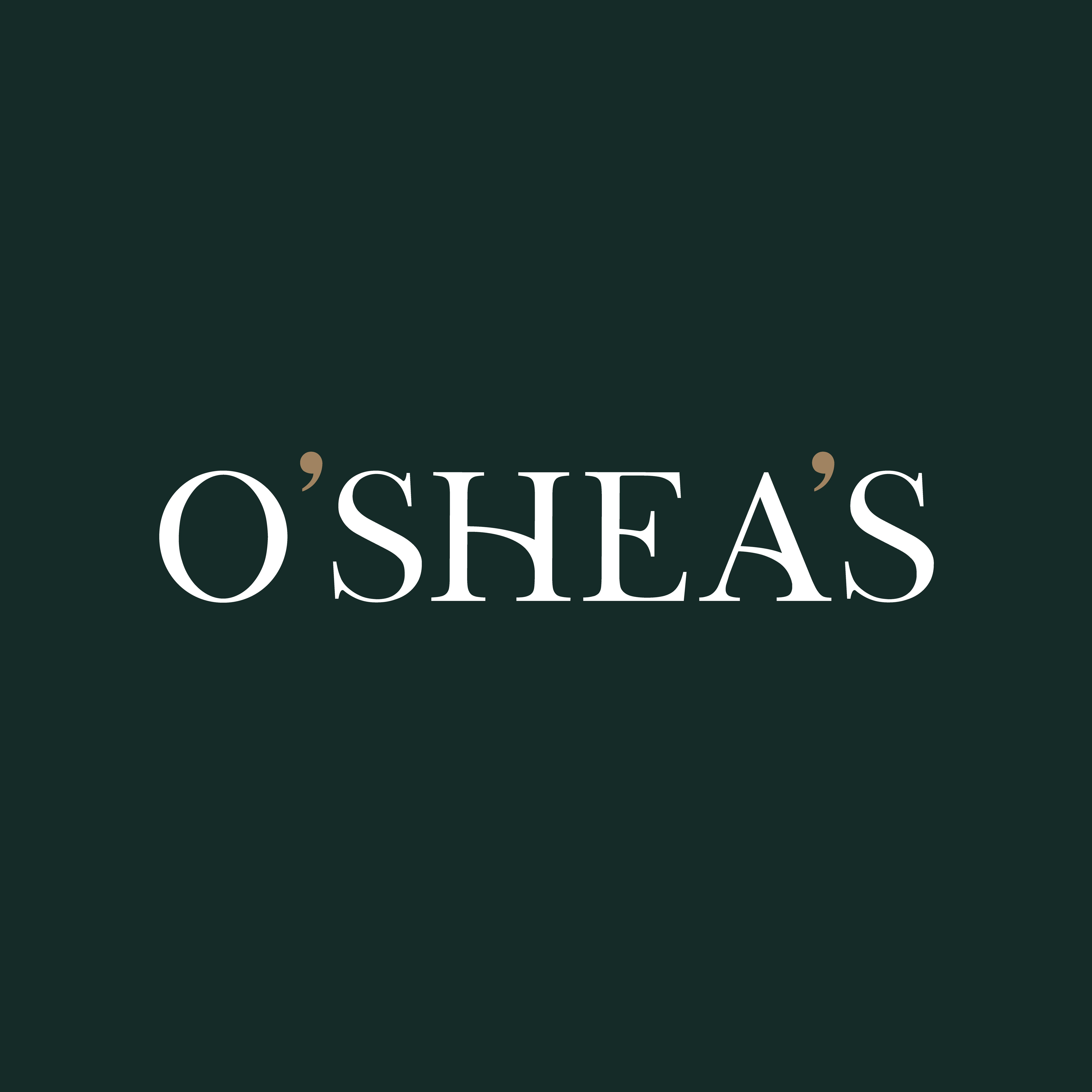 O'Shea's elegant branding for upscale events and corporate gatherings.