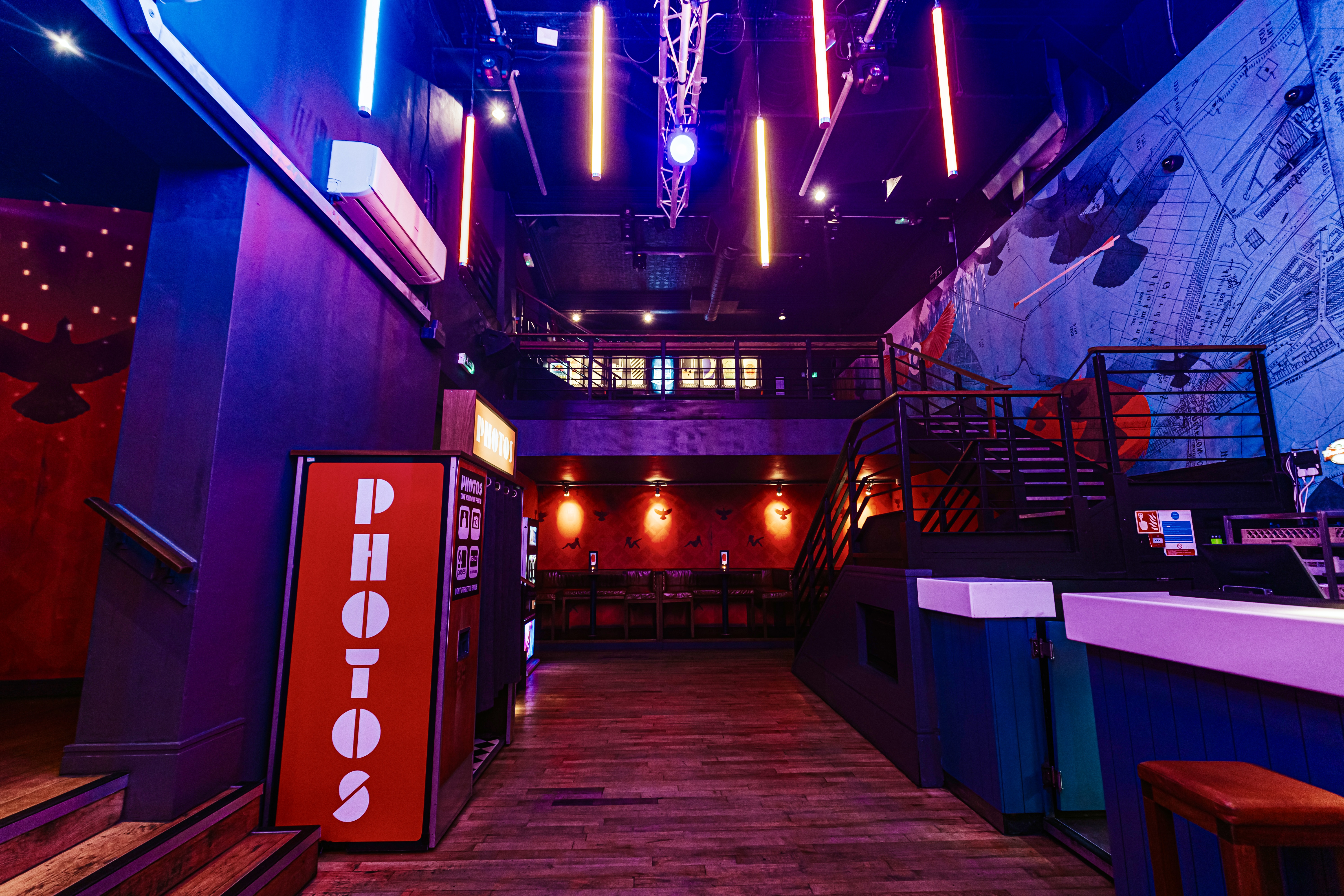 Vibrant Baa Bar venue in Nottingham with dynamic lighting for events and gatherings.