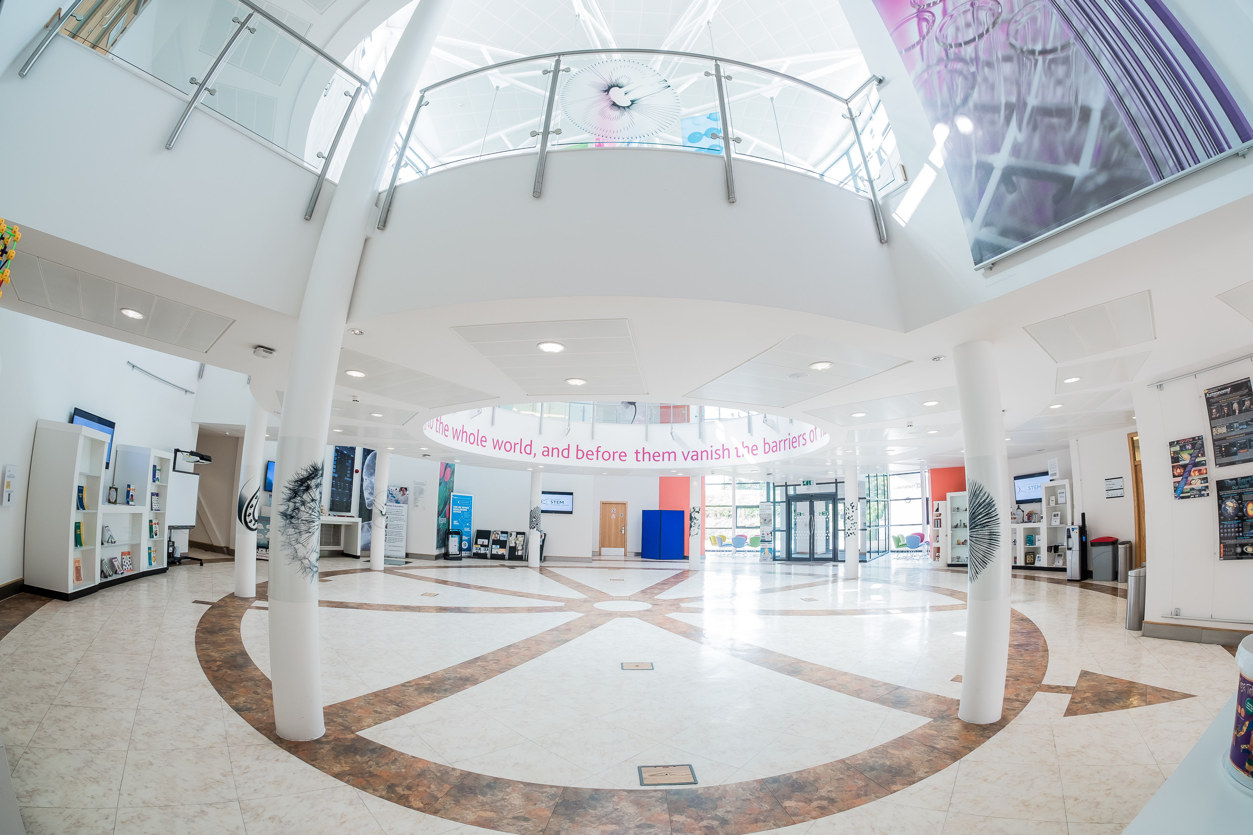 Spacious atrium in National STEM Learning Centre, ideal for conferences and receptions.