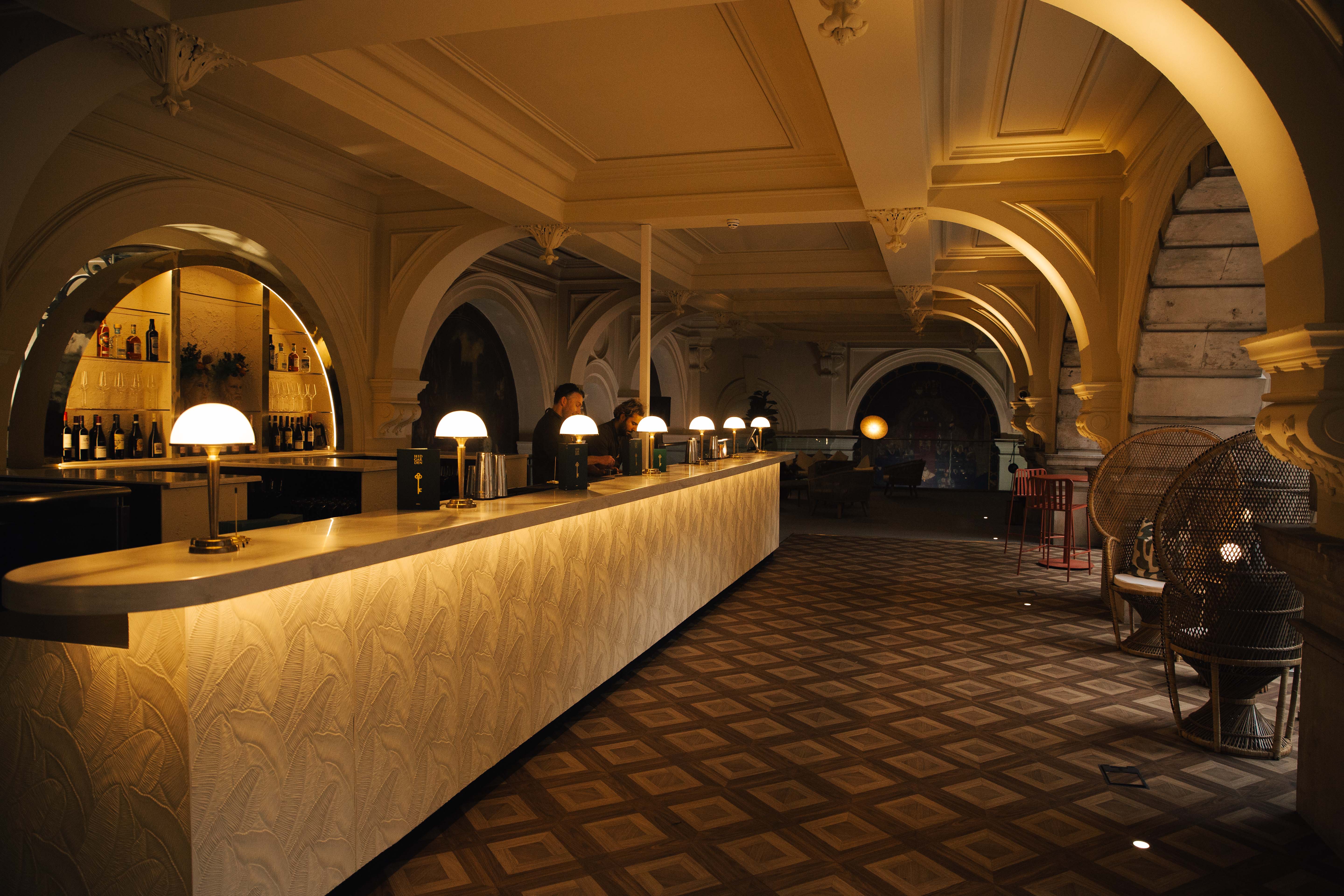 Elegant bar area in The Hidden Garden, perfect for cocktail receptions and gatherings.