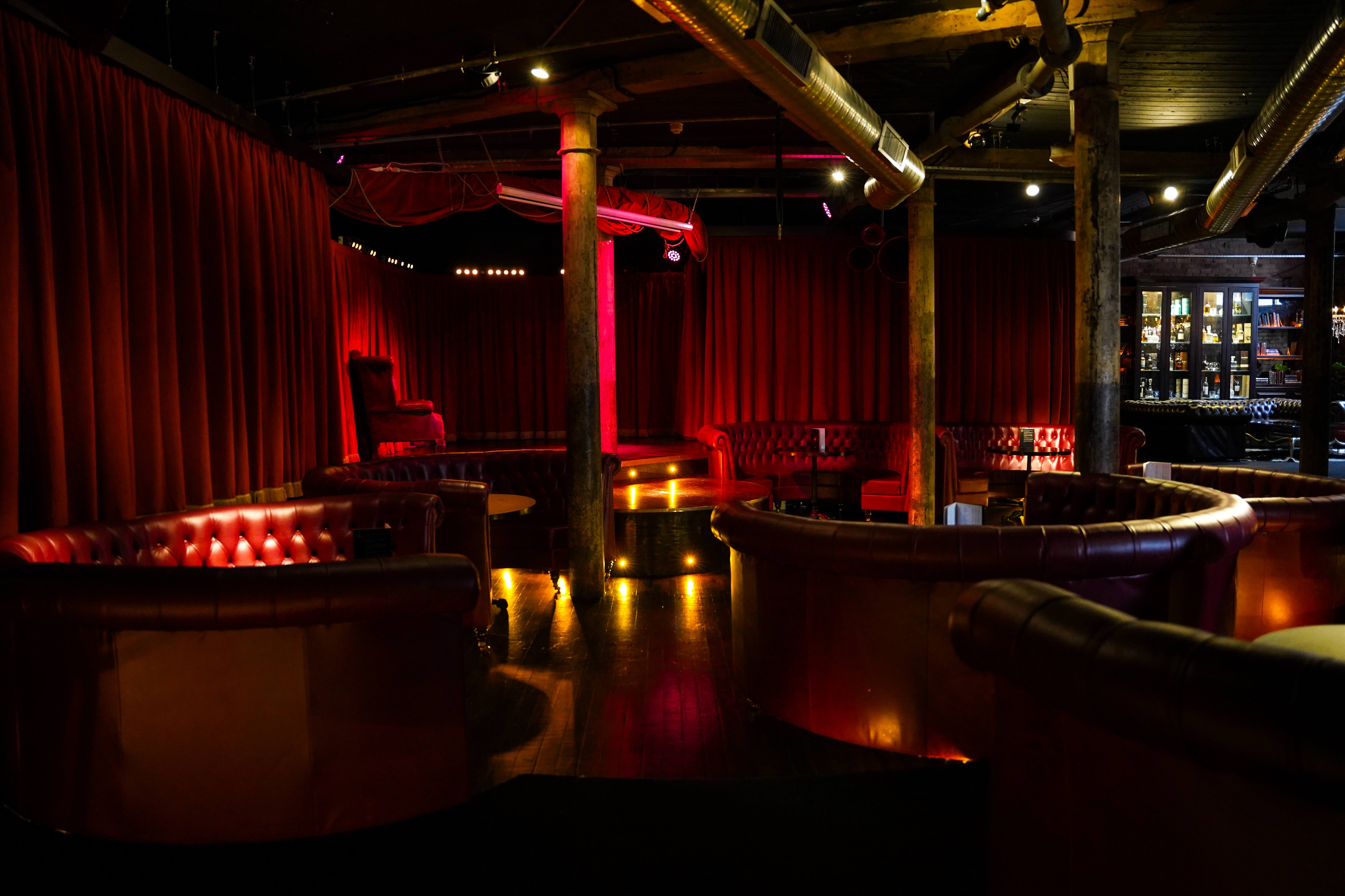 Stylish Main Floor in Whiskey Down, ideal for private events with plush seating and warm lighting.
