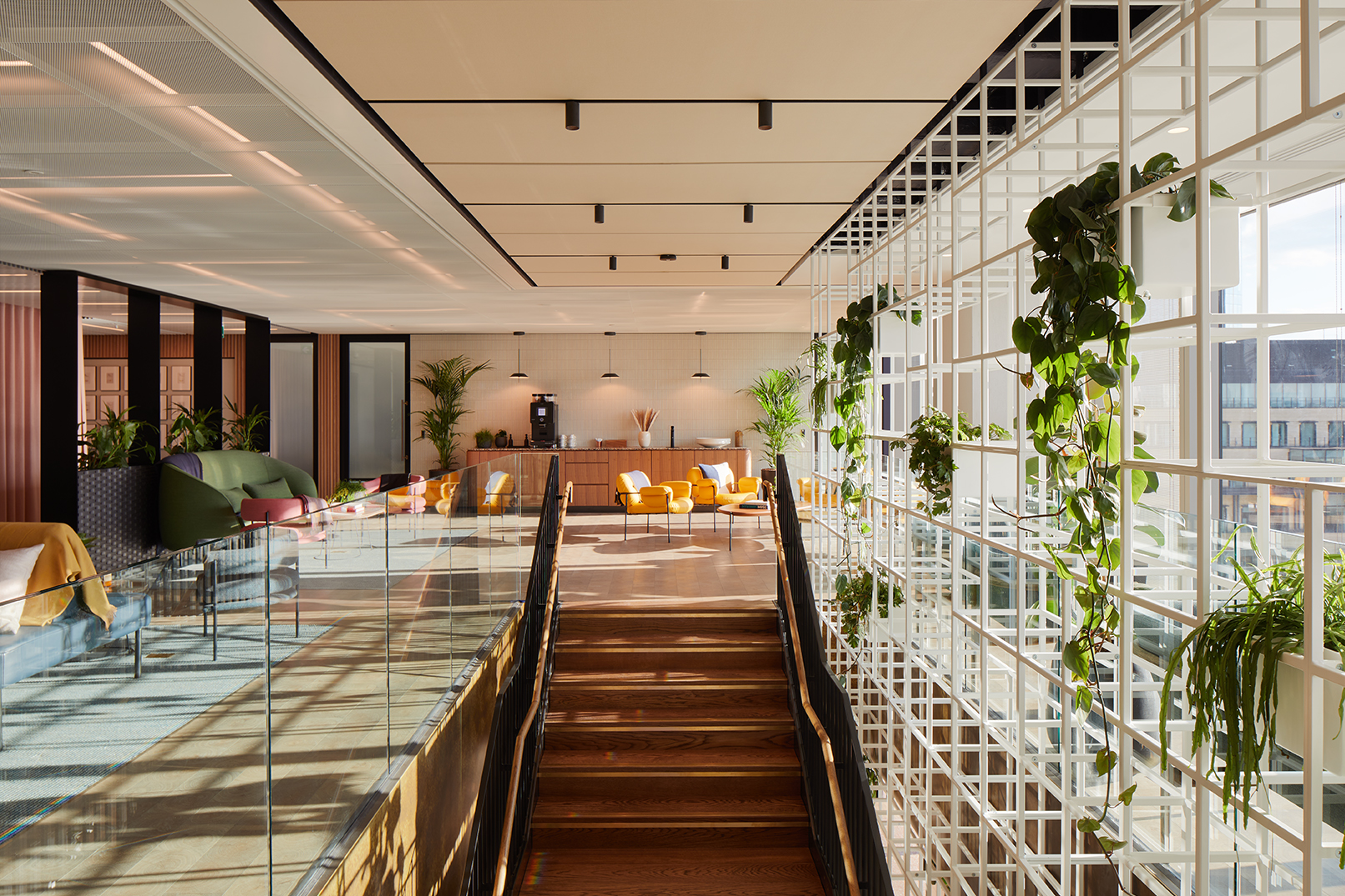 Modern event space with greenery for private hire at Myo Liverpool Street.
