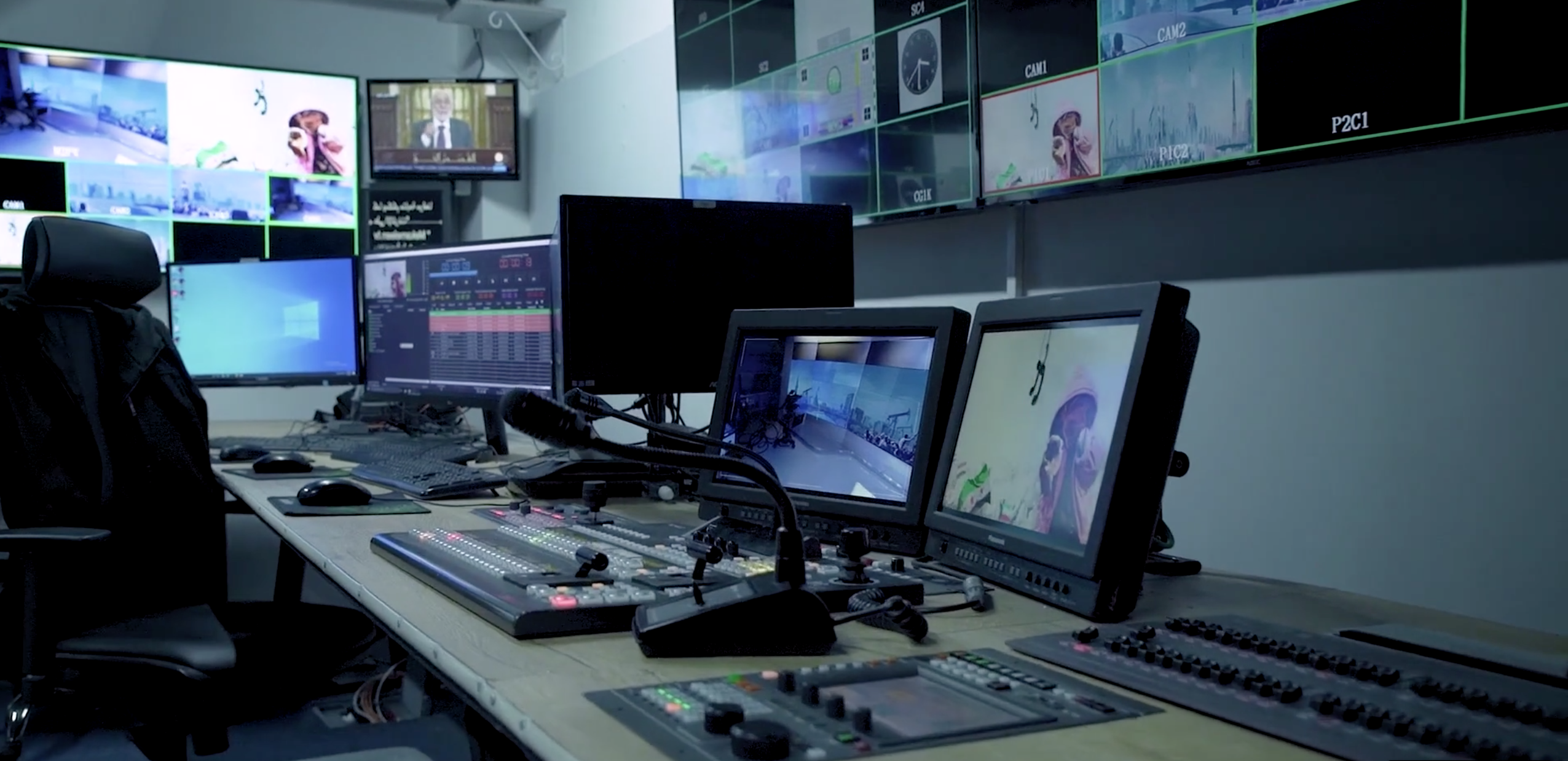 Modern control room at Vision Studios for live event production and audio-visual coordination.