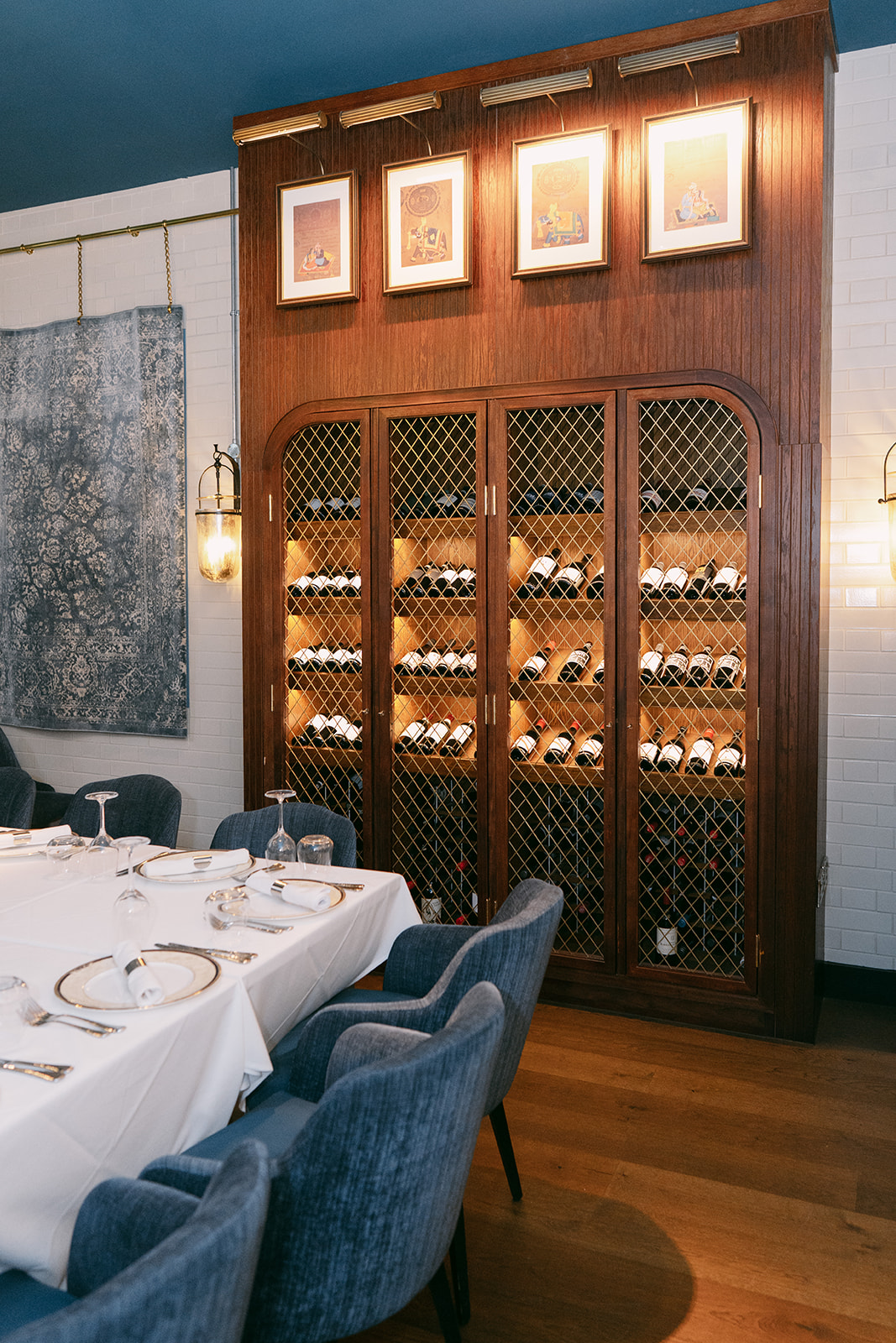 Elegant wine cabinet in The State Room, Yaatra Restaurant & Bar for upscale events.