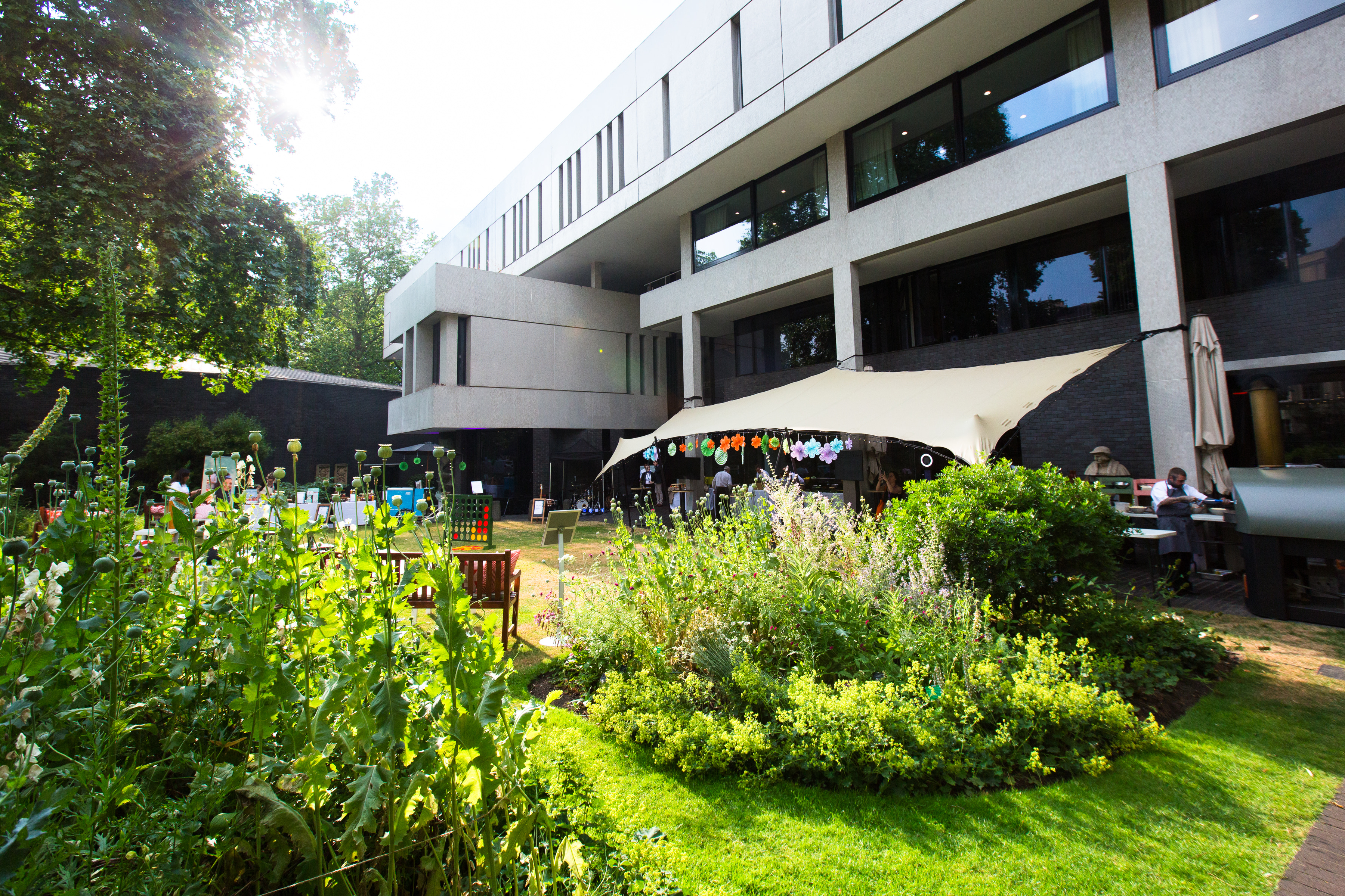 Medicinal Garden at RCP London Events, vibrant outdoor venue with lush greenery.