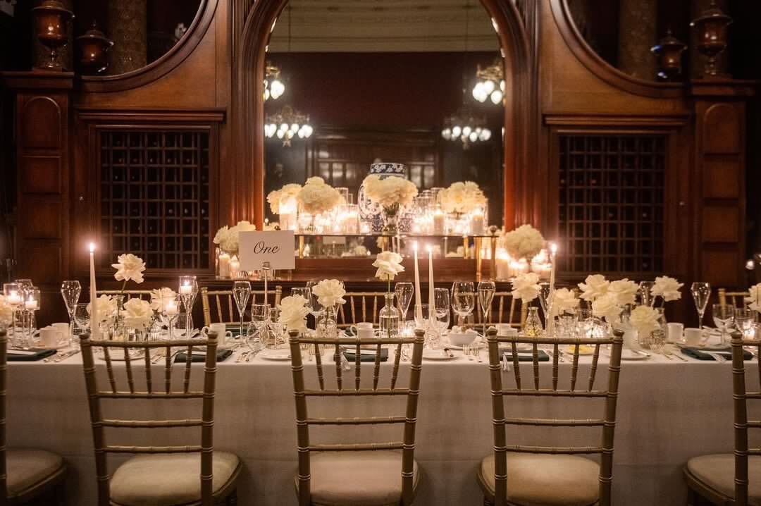 Elegant dining table in The National Liberal Club, perfect for formal events and galas.