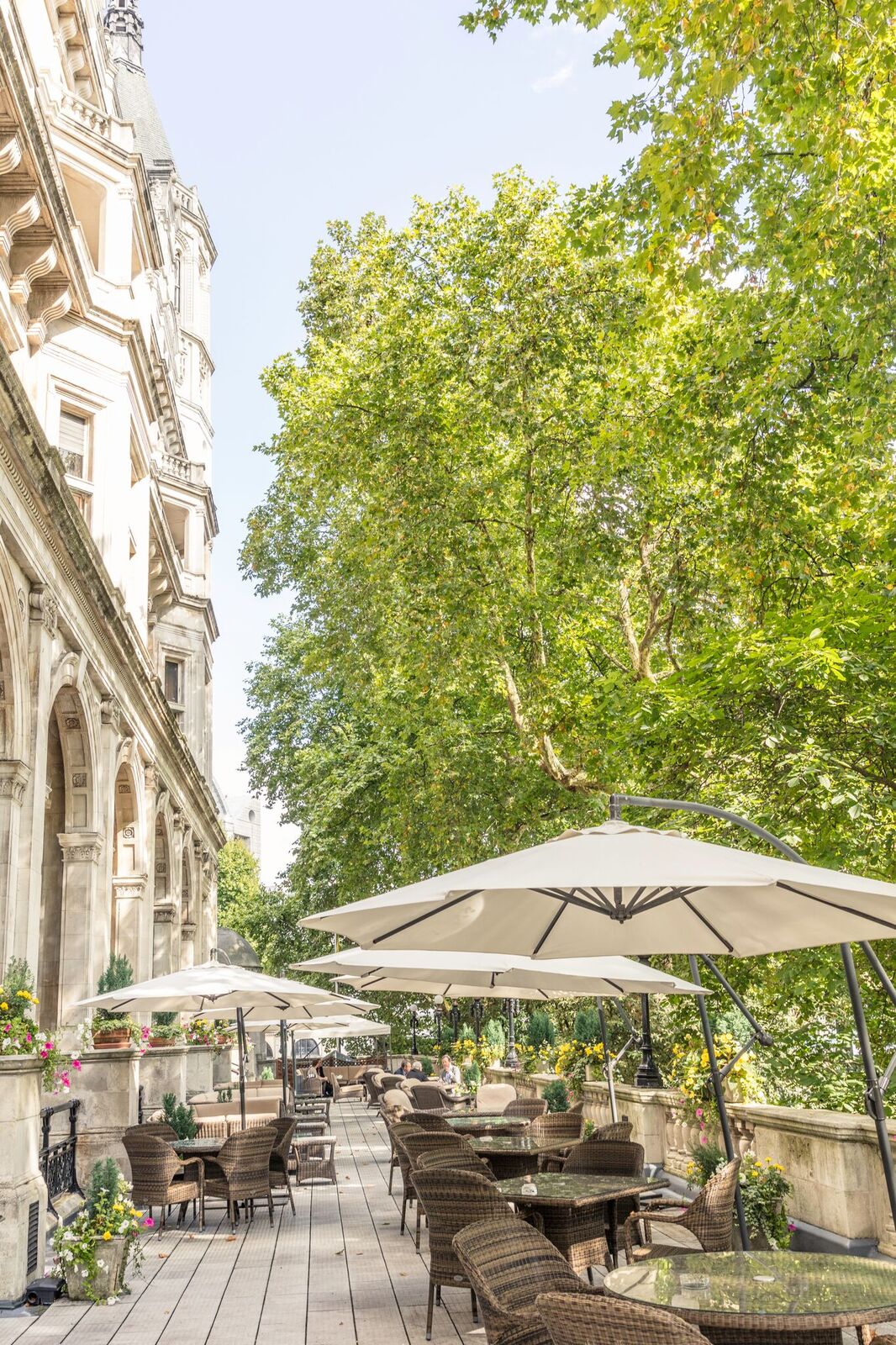 The Terrace at National Liberal Club, lush greenery, ideal for networking events.