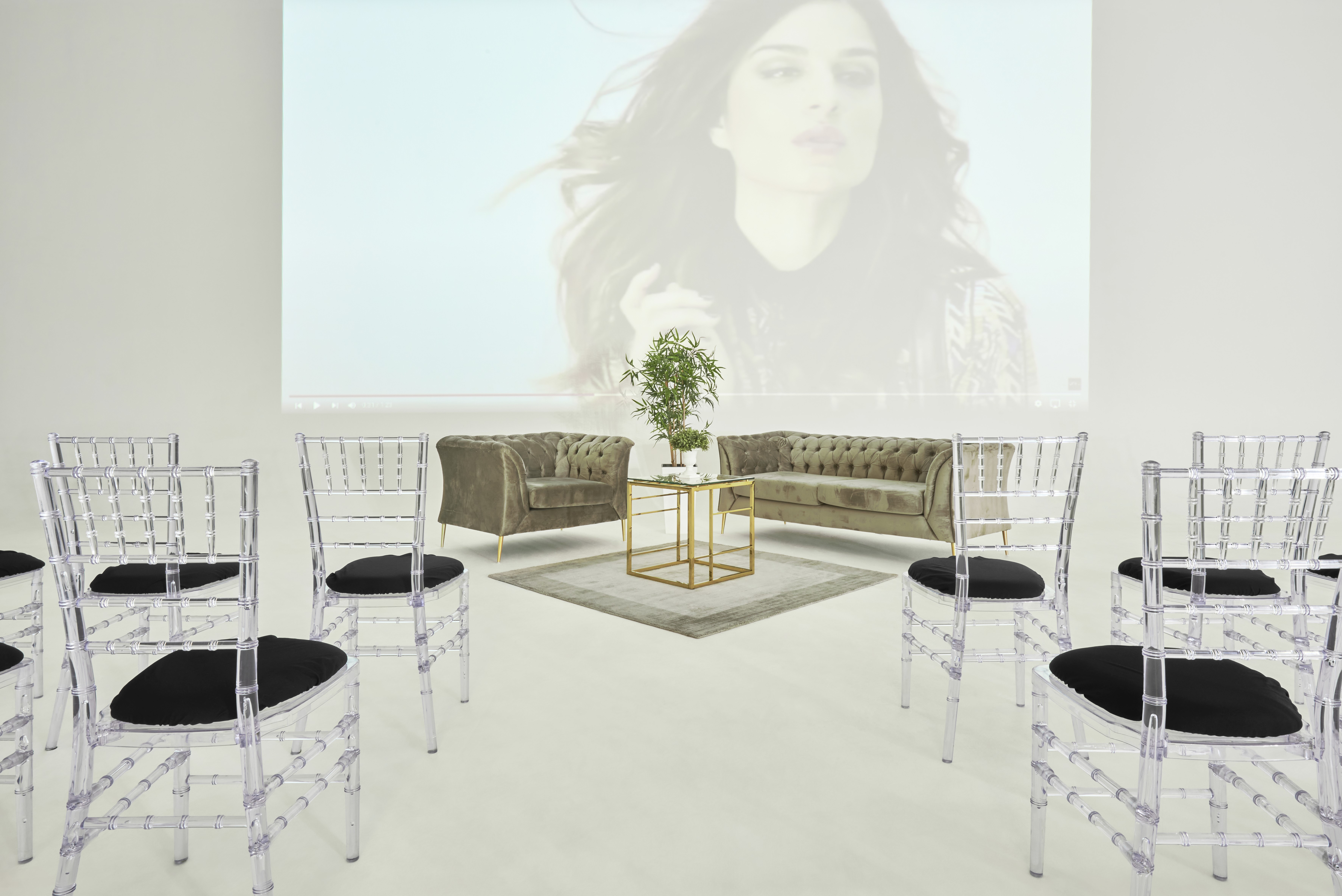 Sleek event space with acrylic chairs for workshops and networking at S2 Royal Arsenal.